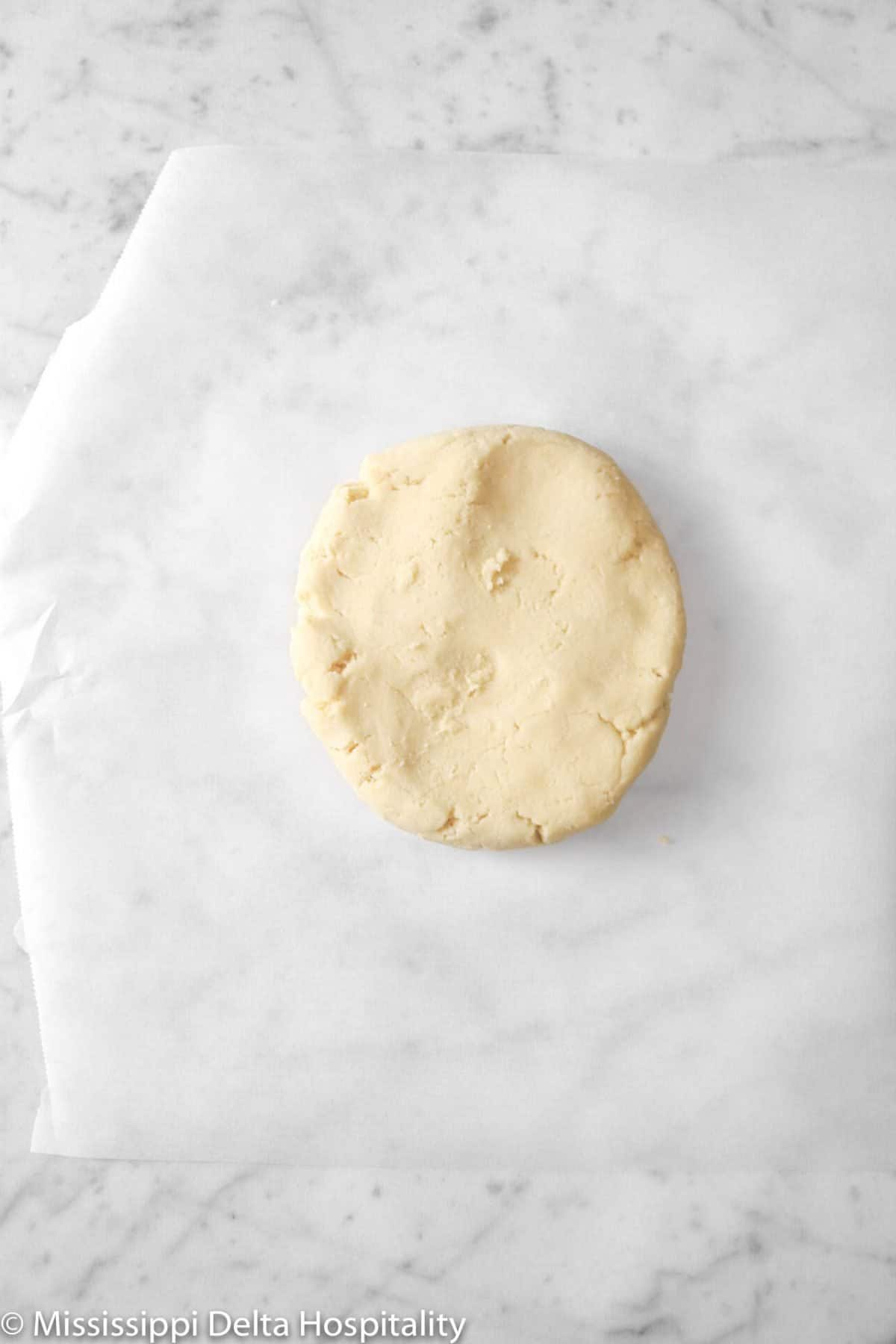 cookie dough on parchment paper