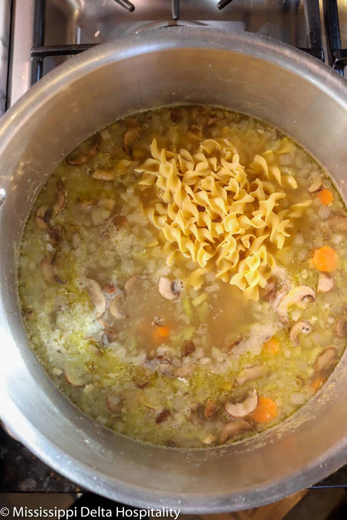 noodles added to soup