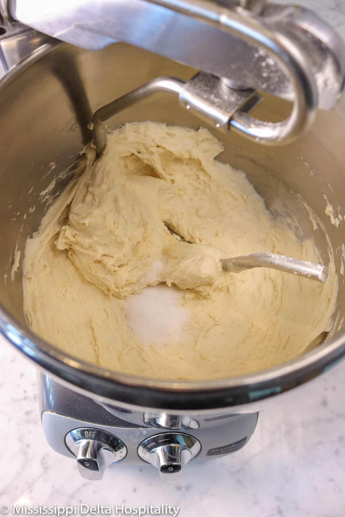 salt added to the rough dough