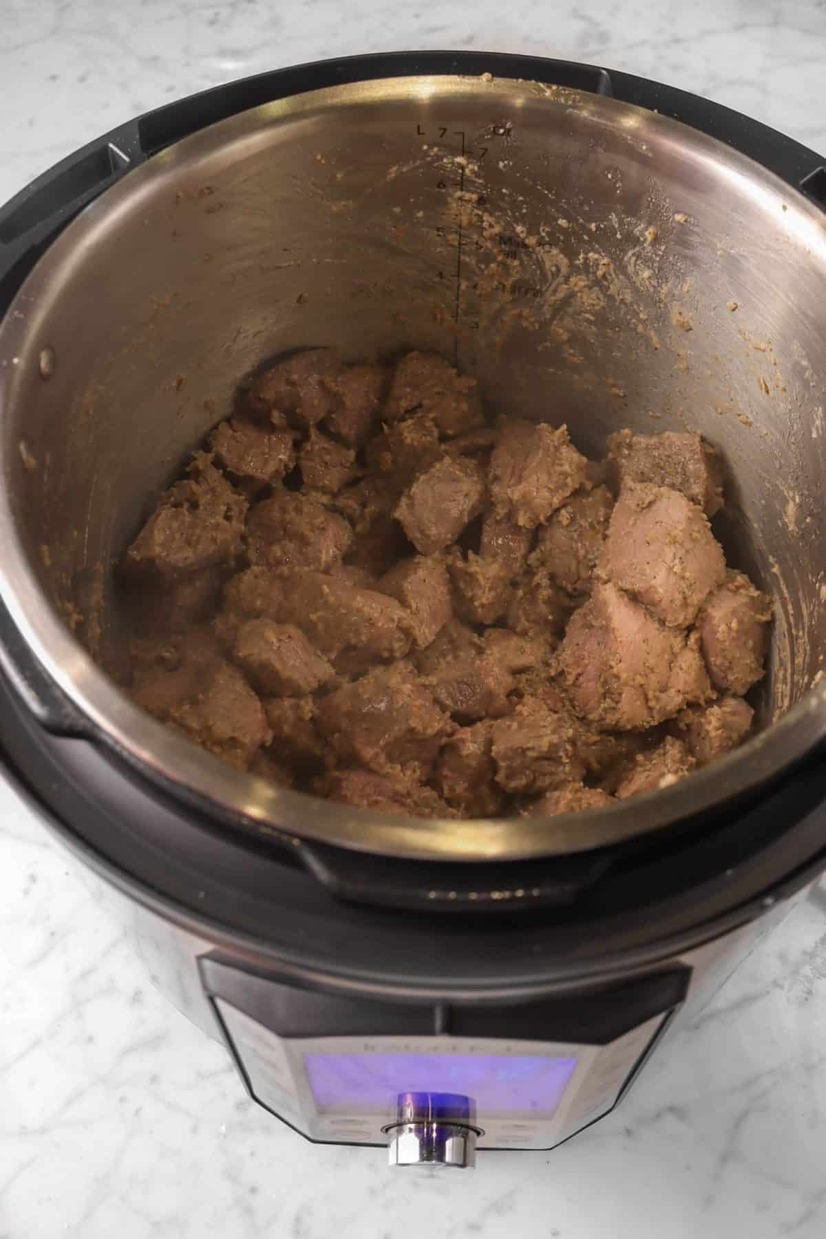browned meat in an instant pot