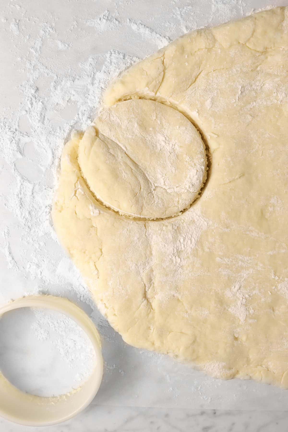 dough cut into a circle 