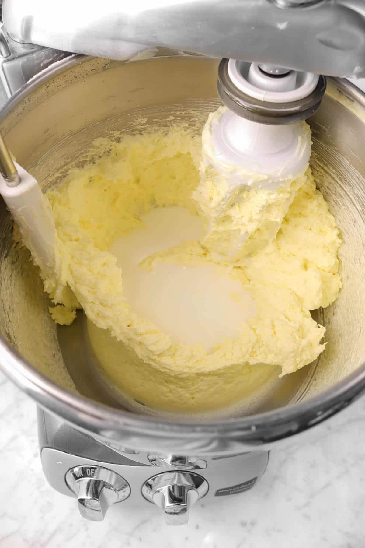 milk added to butter mixture