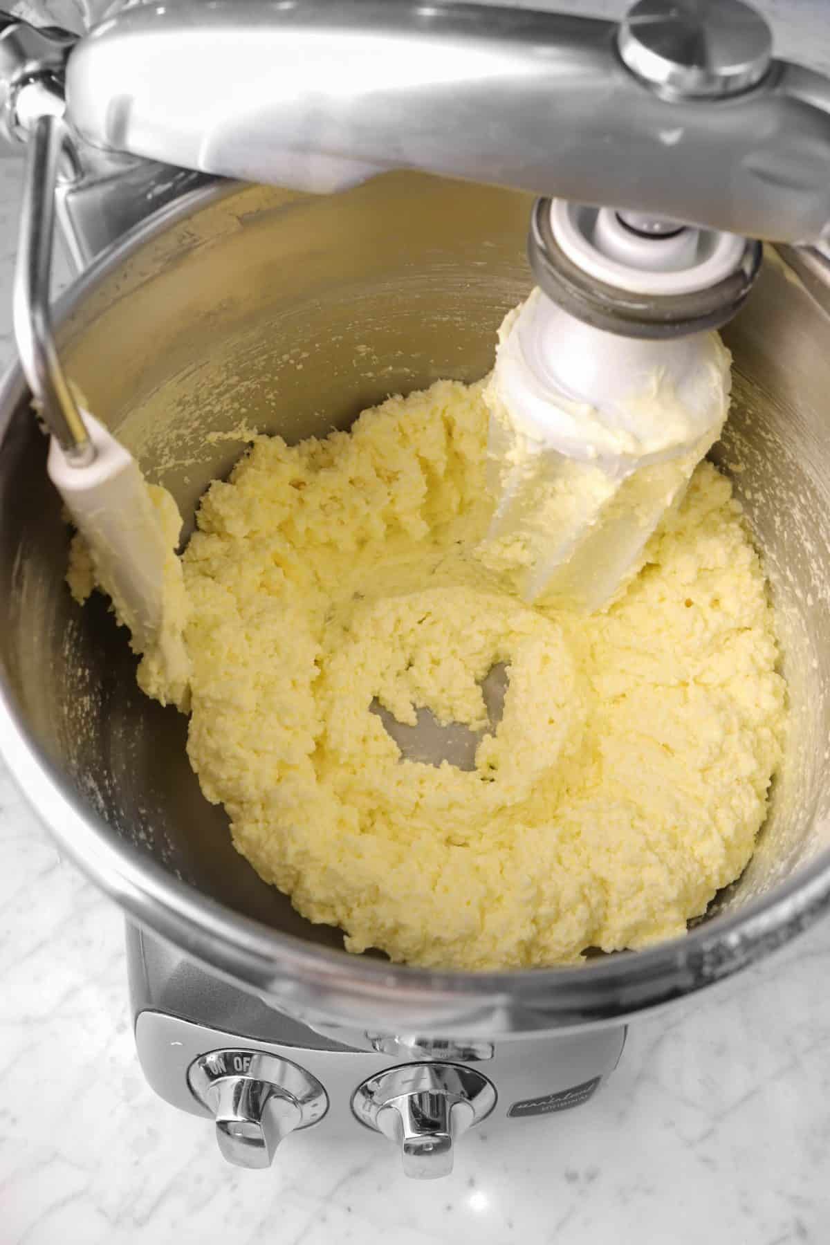 milk mixed into butter mixture