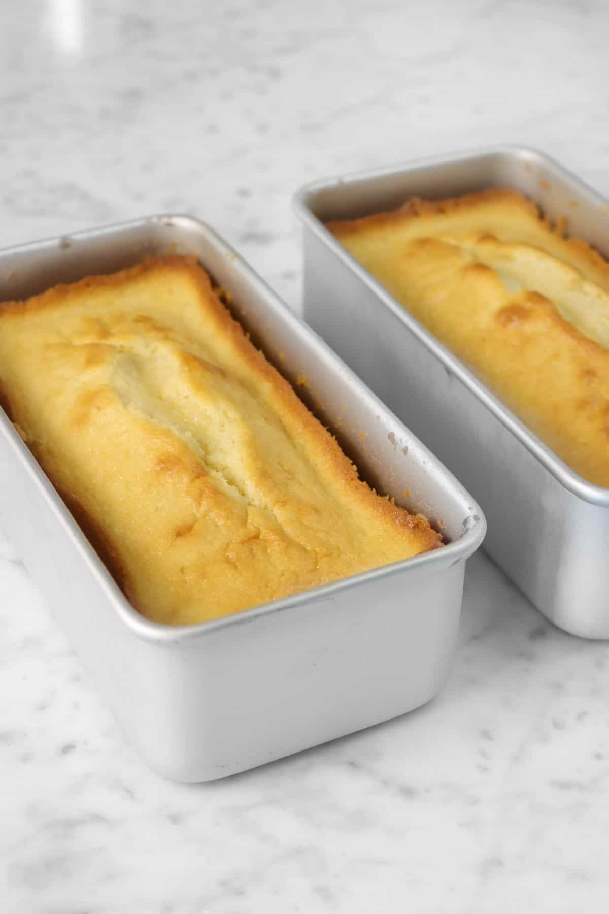 pound cake baked in two loaf pans
