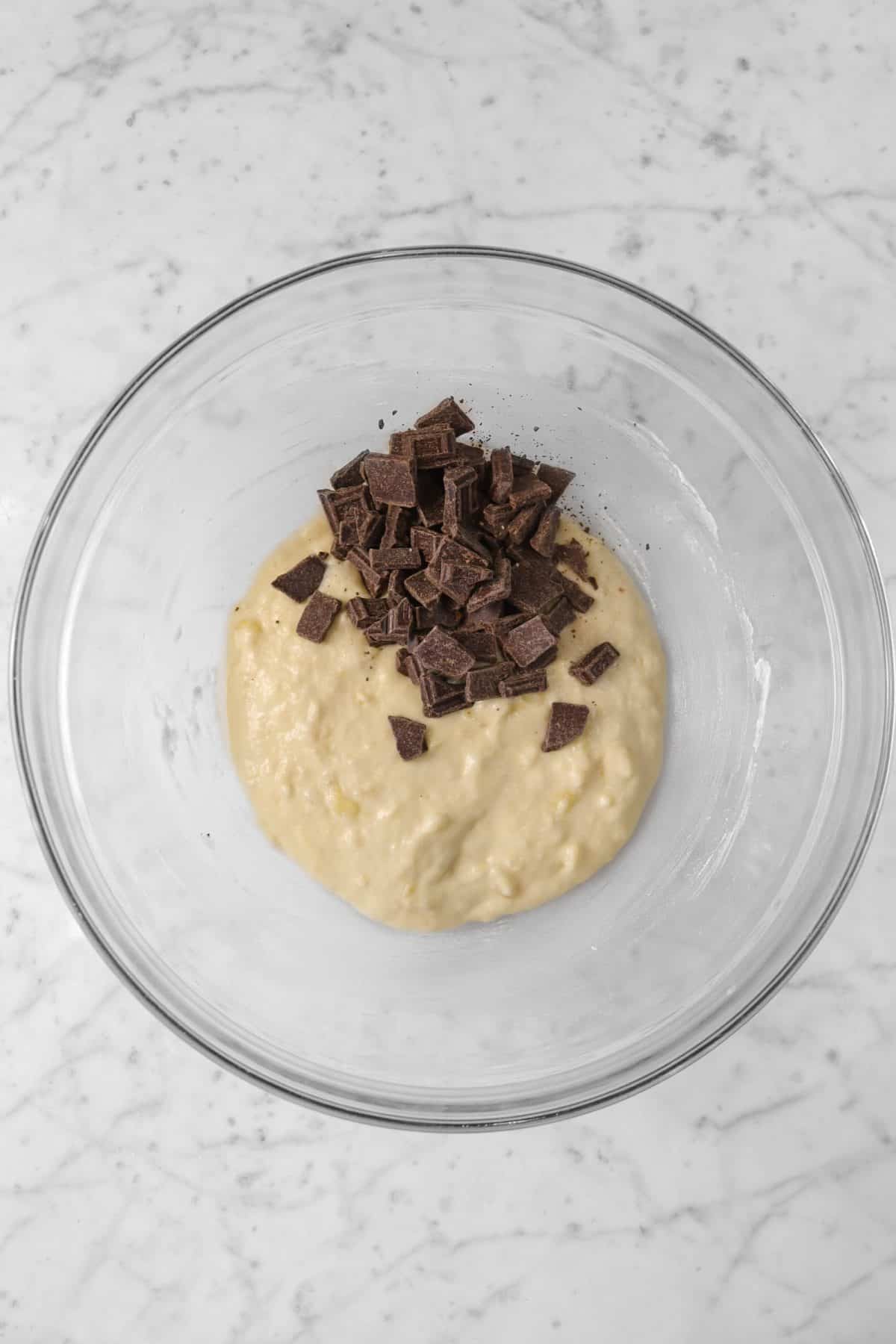 chocolate chunks added to muffin batter