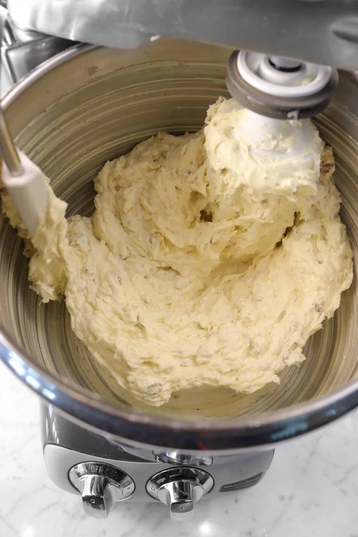 italian cream cake batter in a mixing bowl