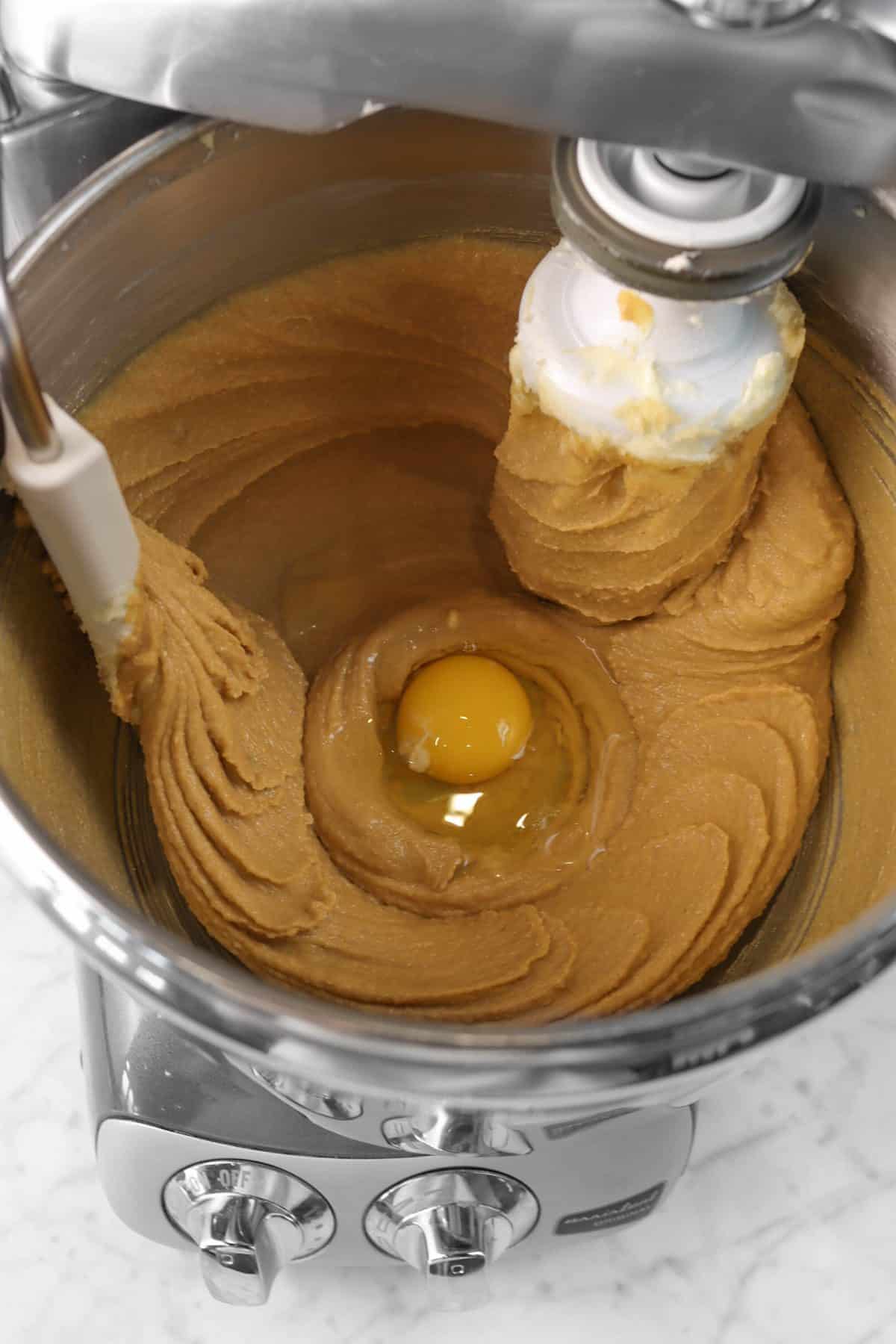 egg added to peanut butter mixture