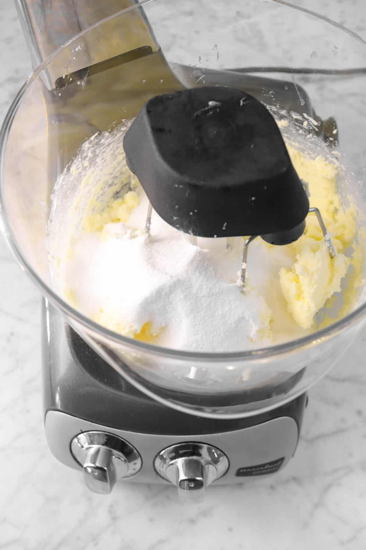 butter and sugar in a mixer