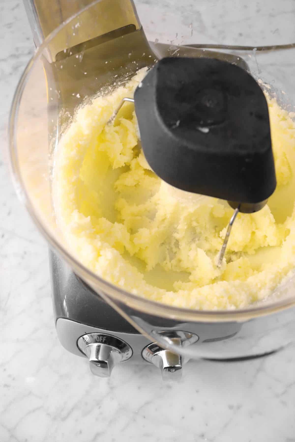 butter and sugar creamed in a mixer