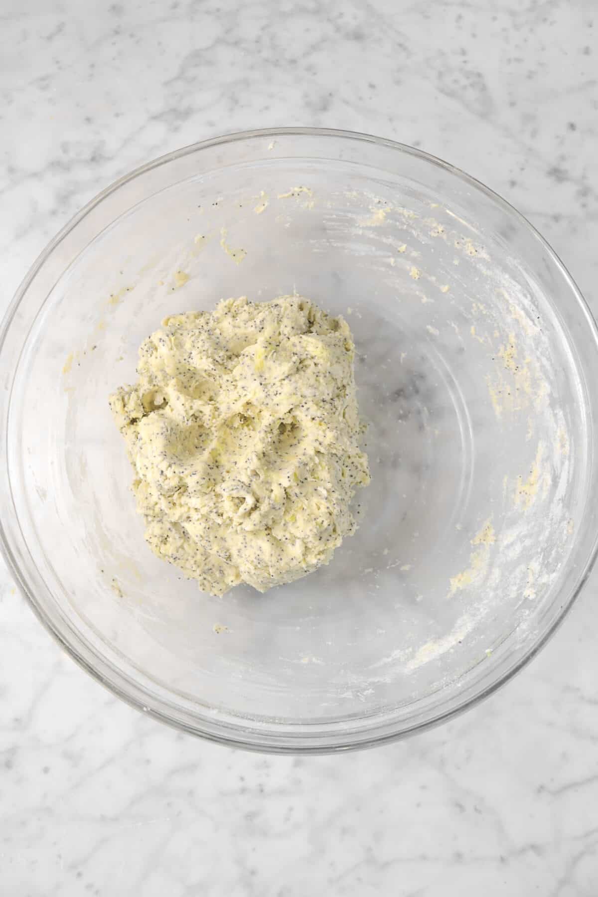 scone dough in a glass bowl