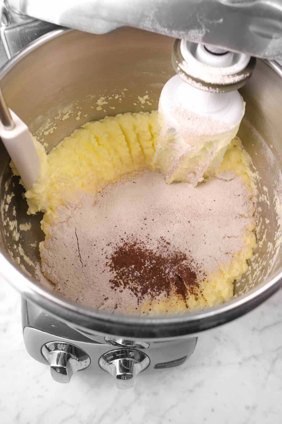 dry ingredients added to butter miture