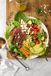 Mixed Greens Steak Salad with Red Wine Vinaigrette