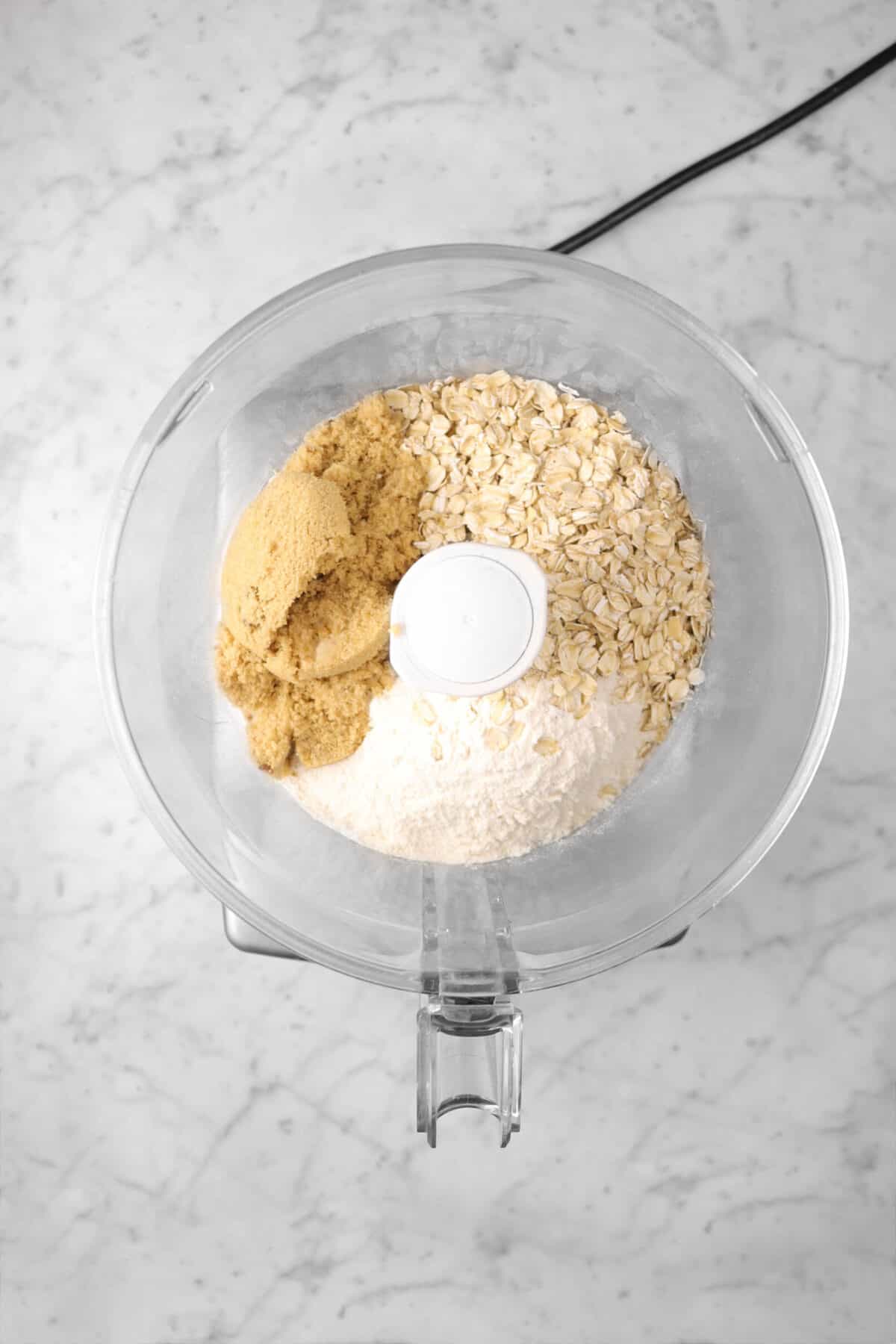 oats, flour, and brown sugar in a food processor