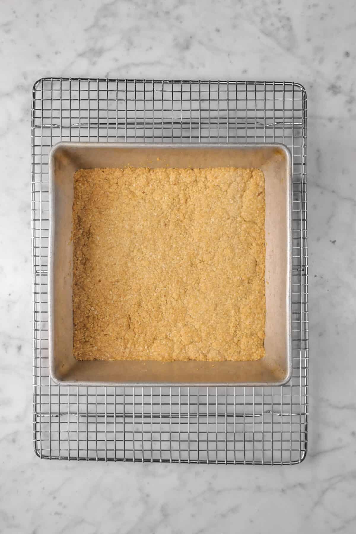 crumble mixture baked in a square pan