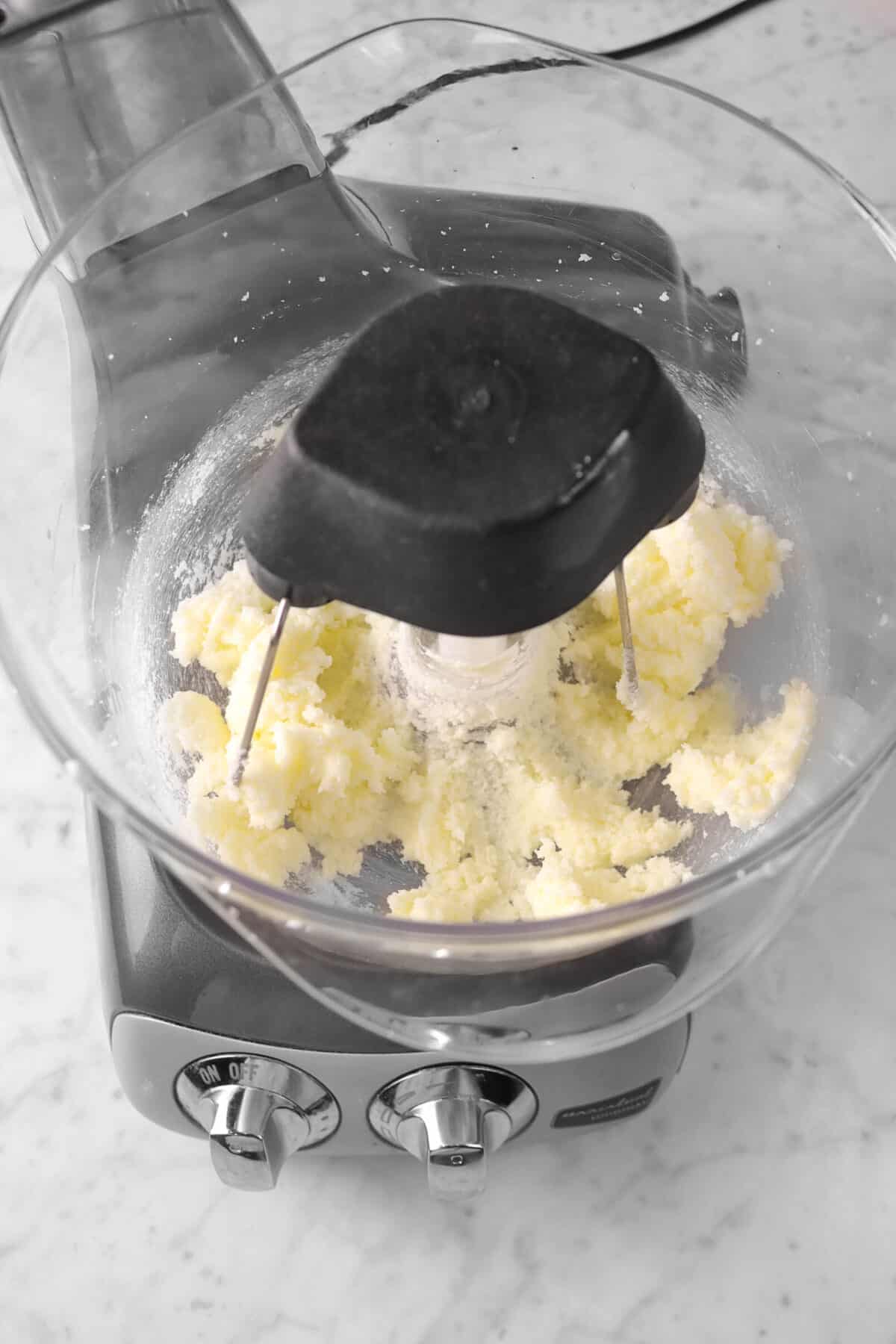 sugar and butter beaten together in a mixer