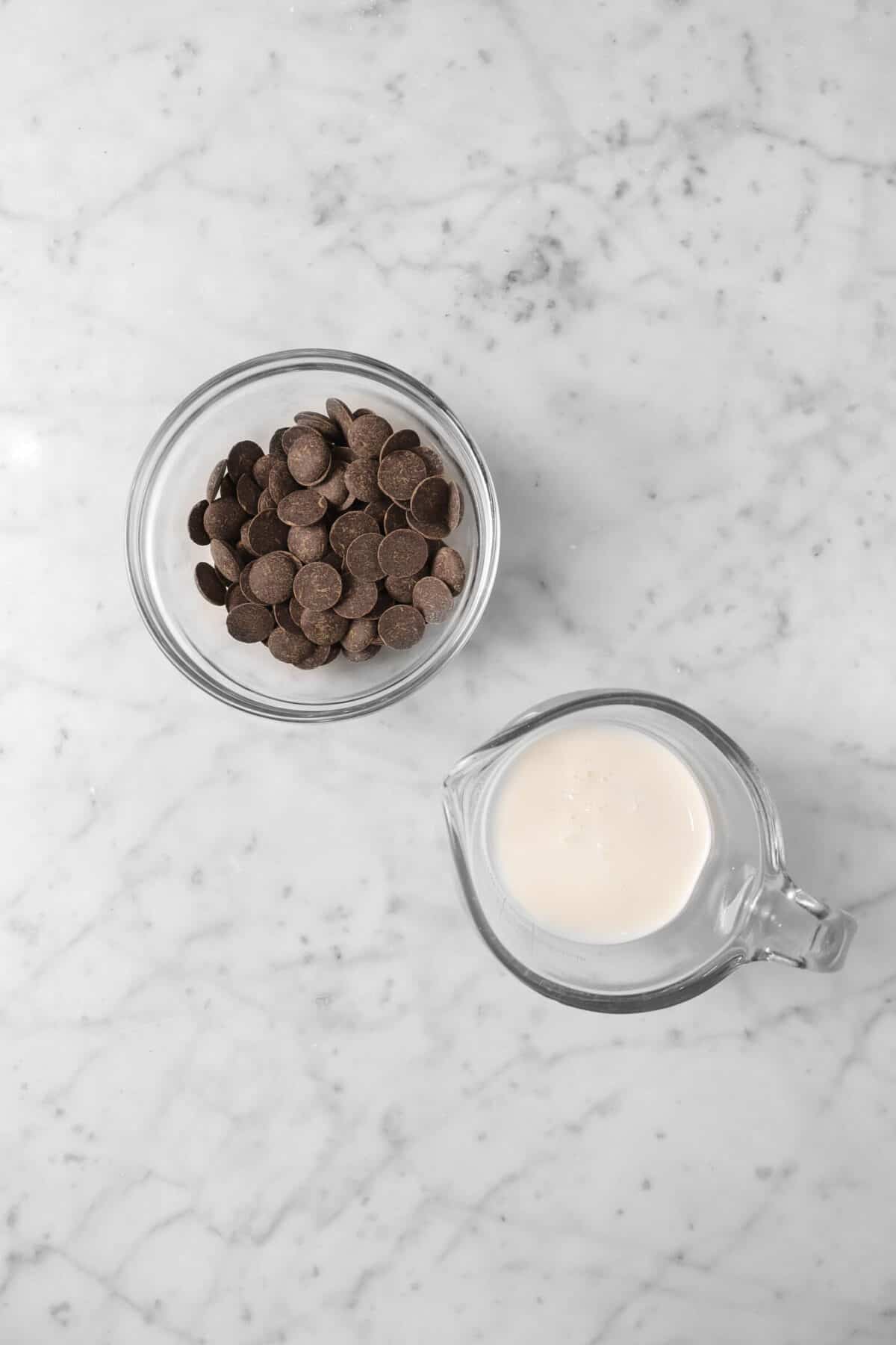 chocolate chips and milk marble counter