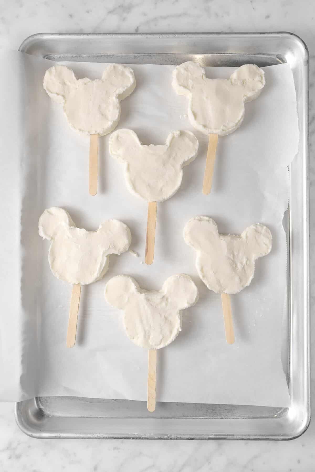mickey ice creams with popsicle sticks