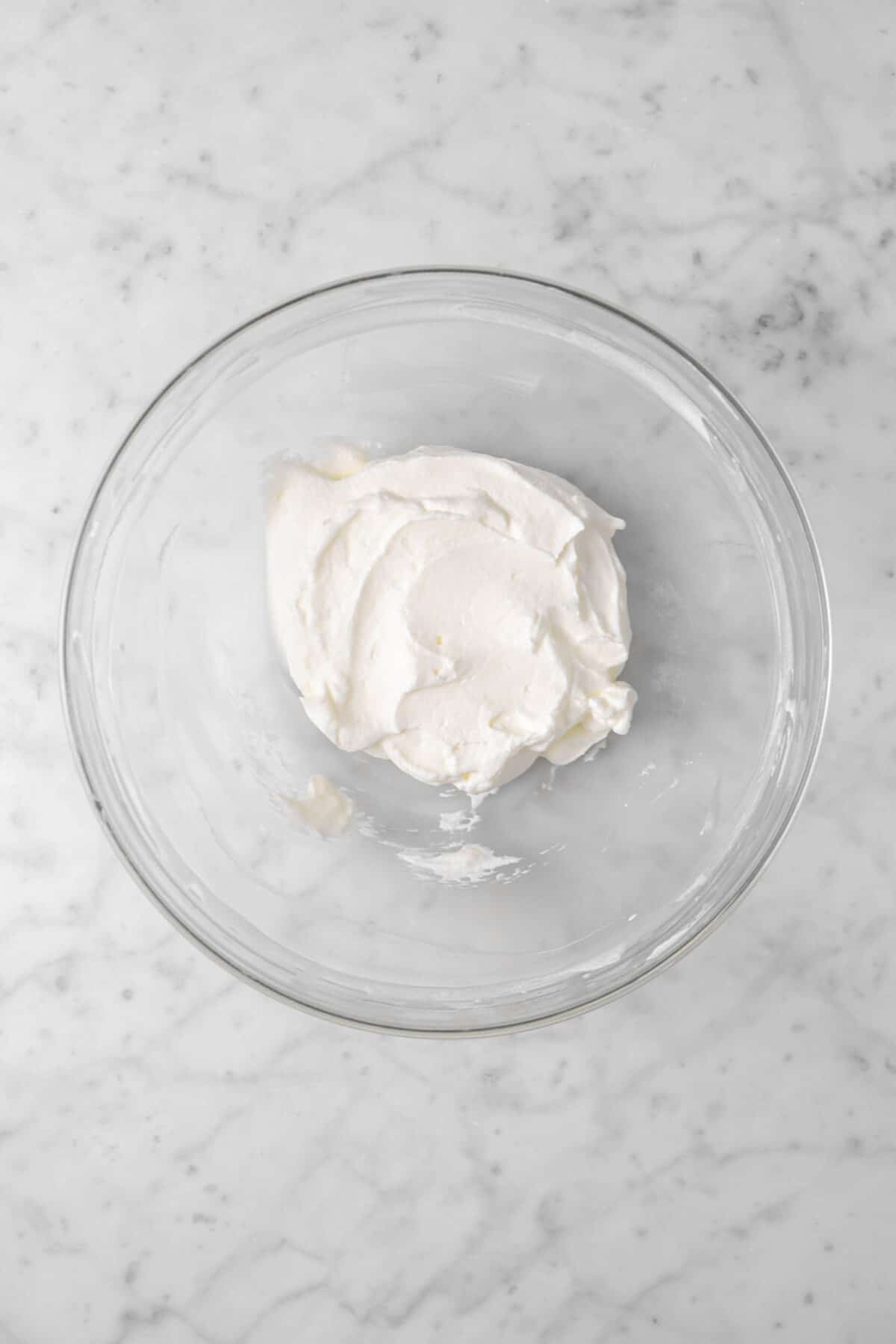 marshmallow whipped cream in glass bowl