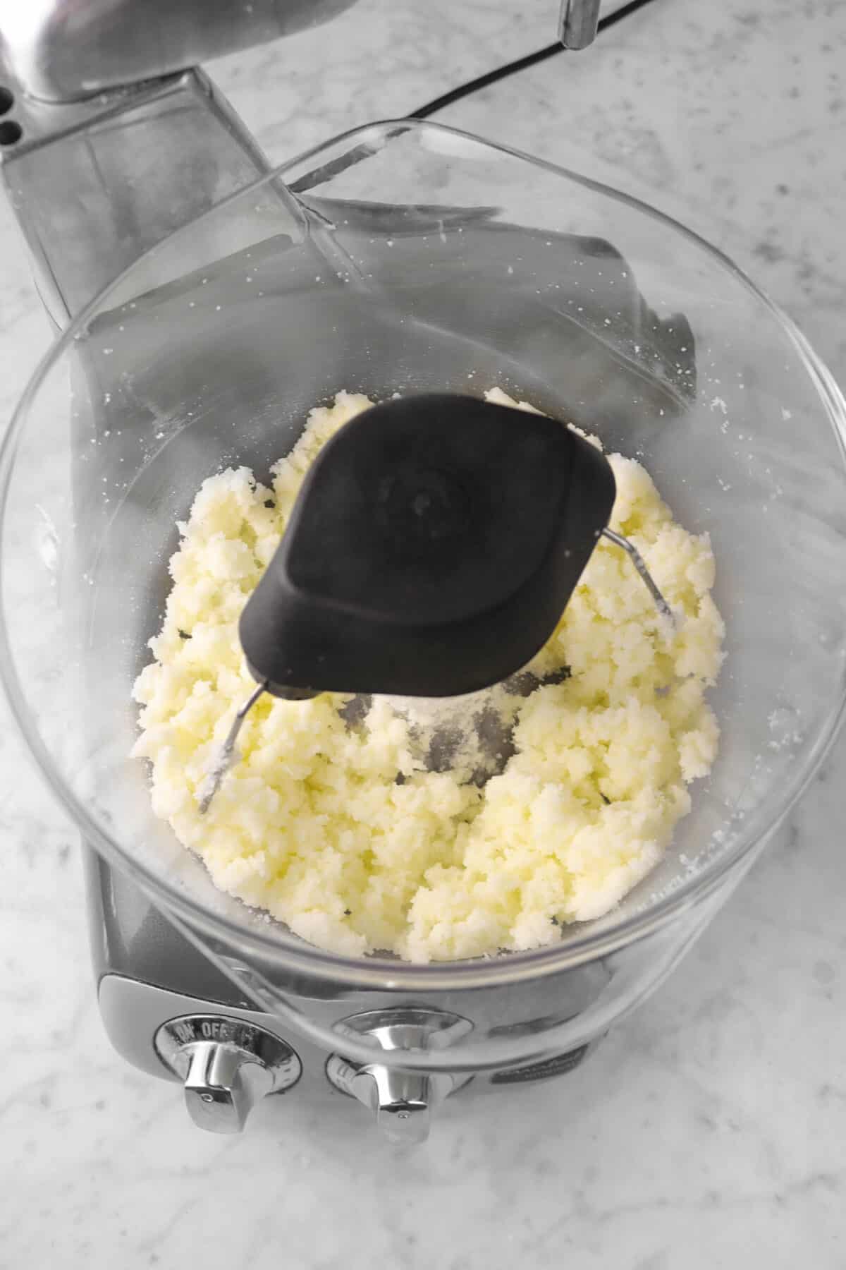 butter and sugar beaten together in a mixer