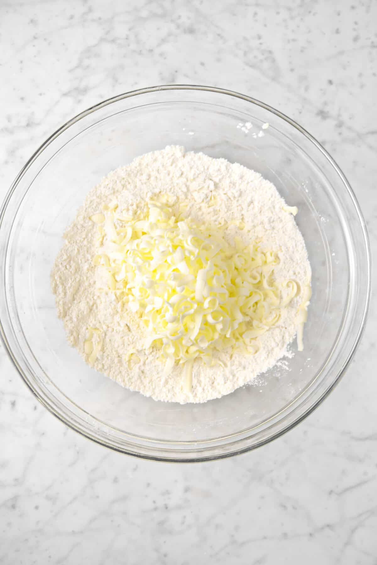 butter grated into flour mixture