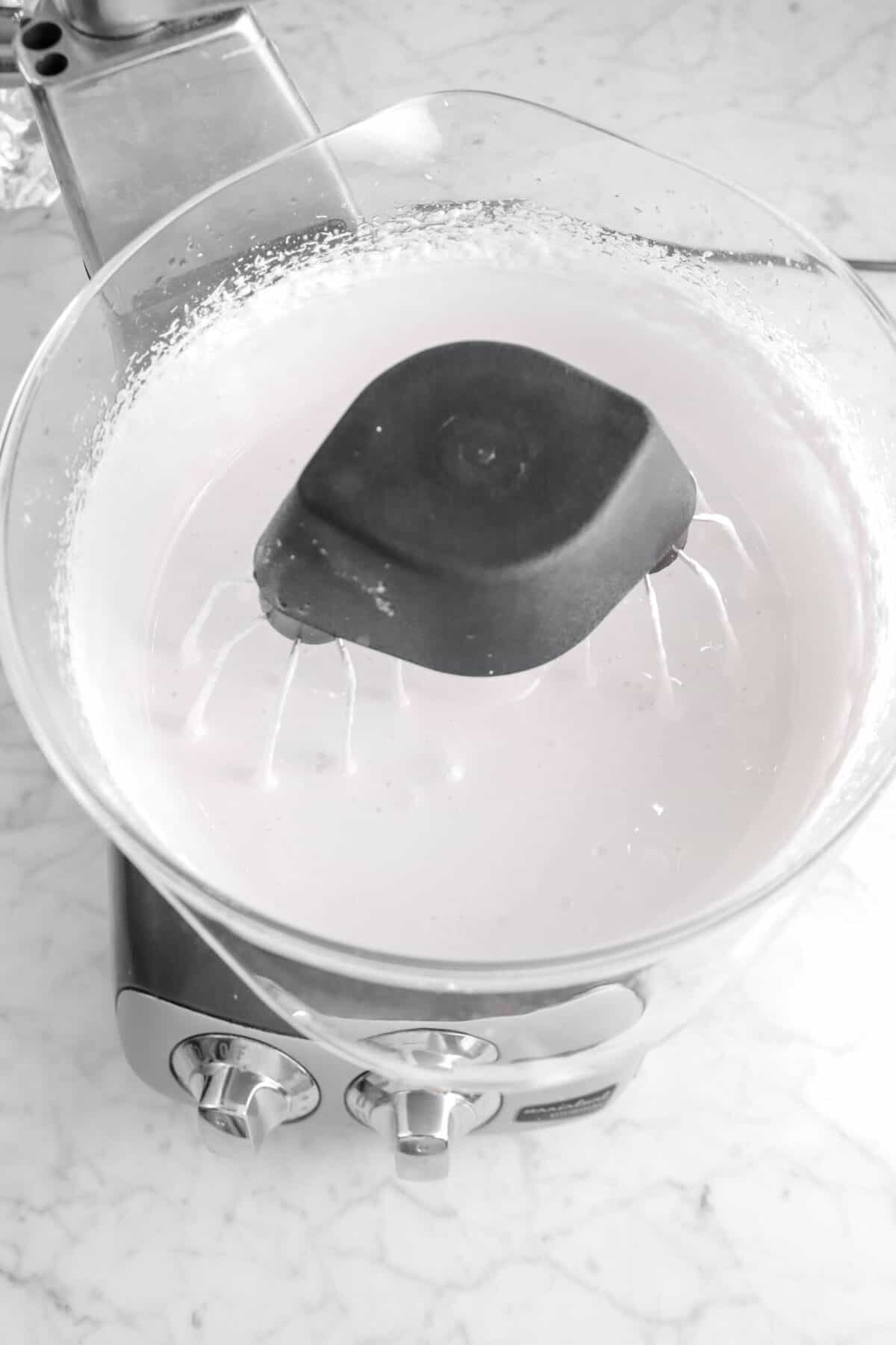 marshmallow mixture in a mixer