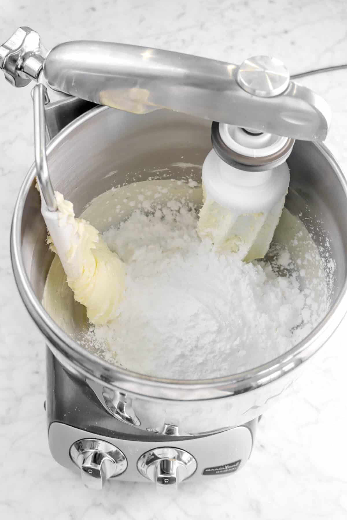 Powdered sugar added to butter