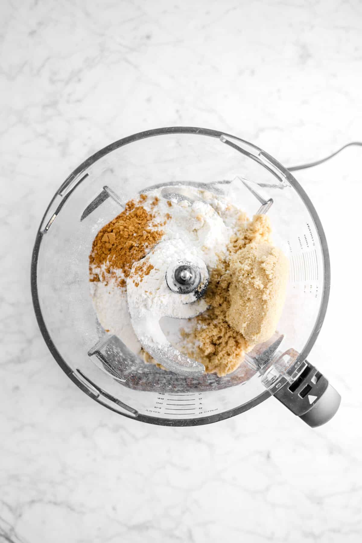 cinnamon, brown sugar, and flour in a food processor