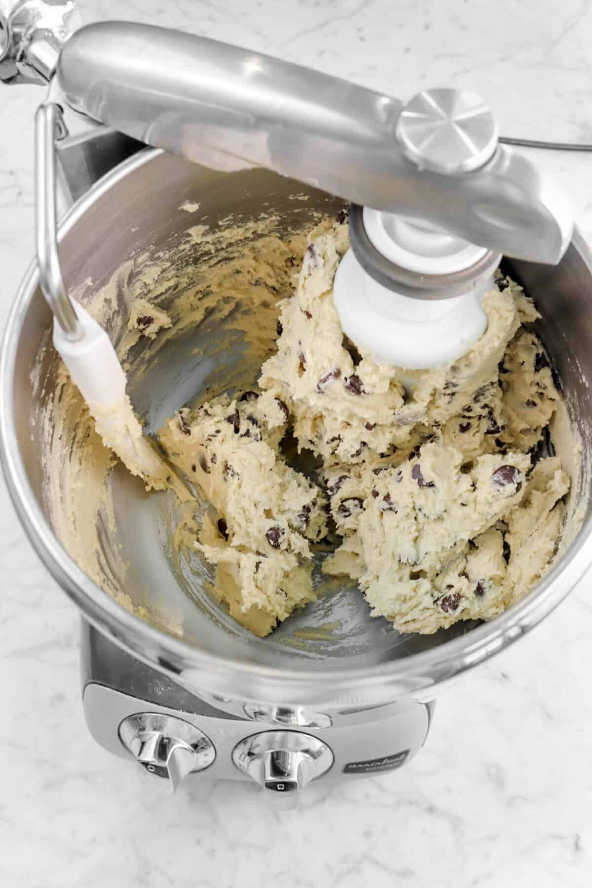 chocolate chips stirred into the cookie dough