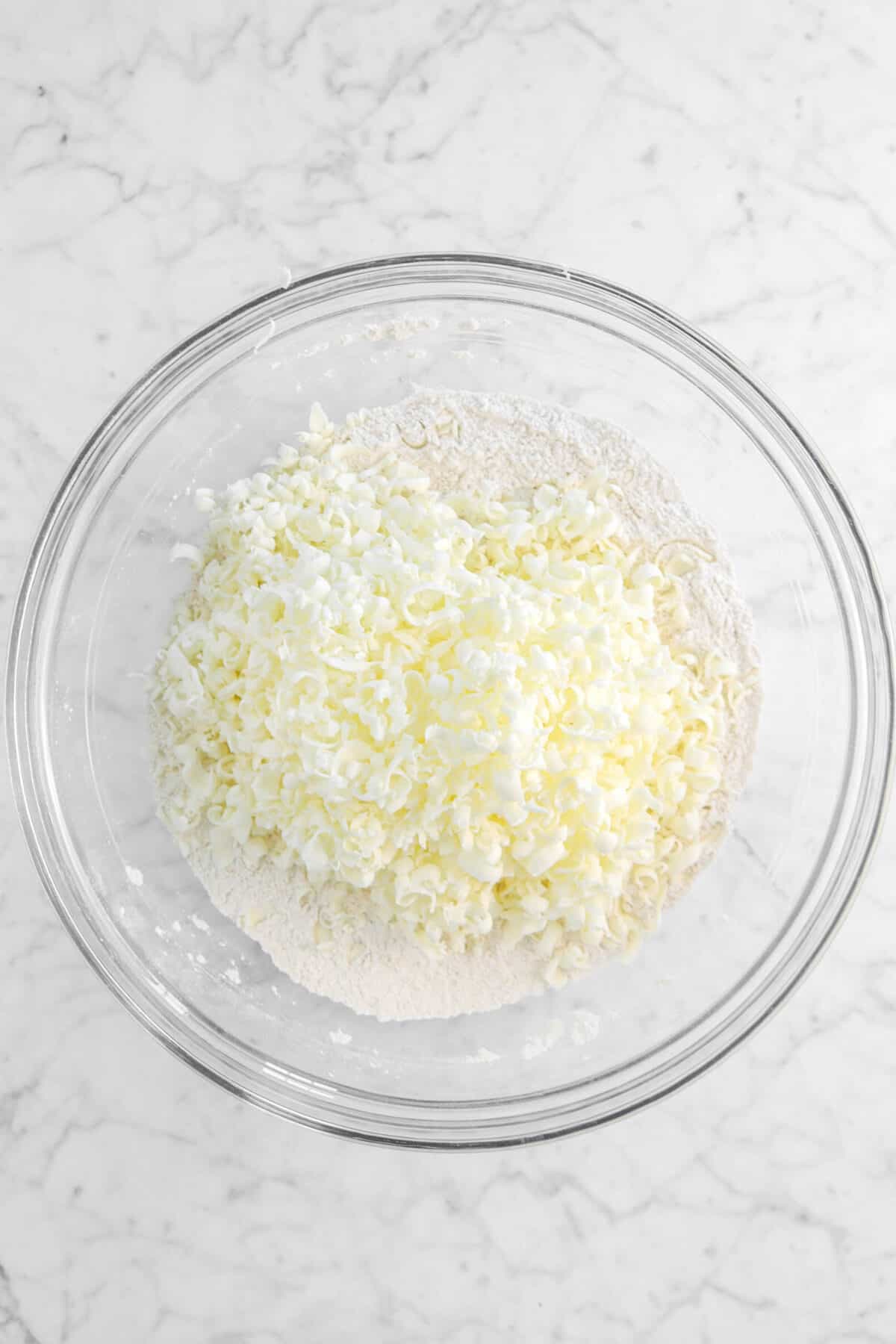 grated butter added to flour mixture