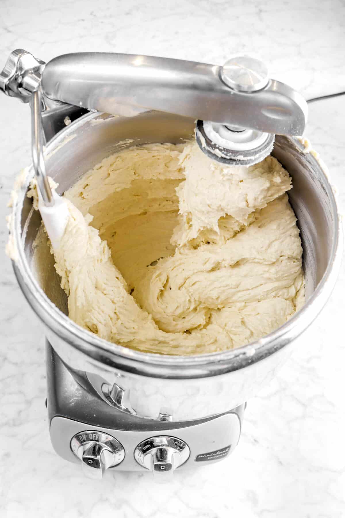 dry ingredients stirred into coffee cake batter