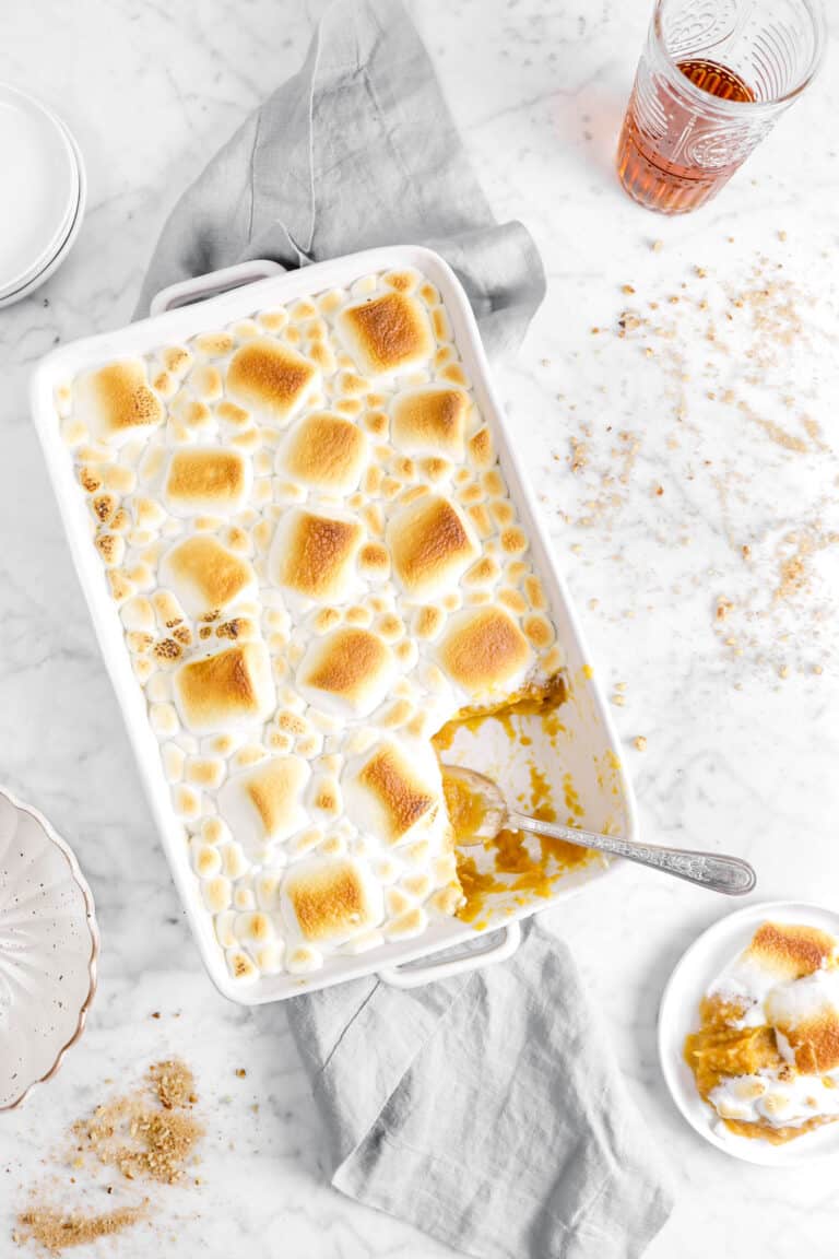 Bourbon Sweet Potato Casserole with Roasted Marshmallows