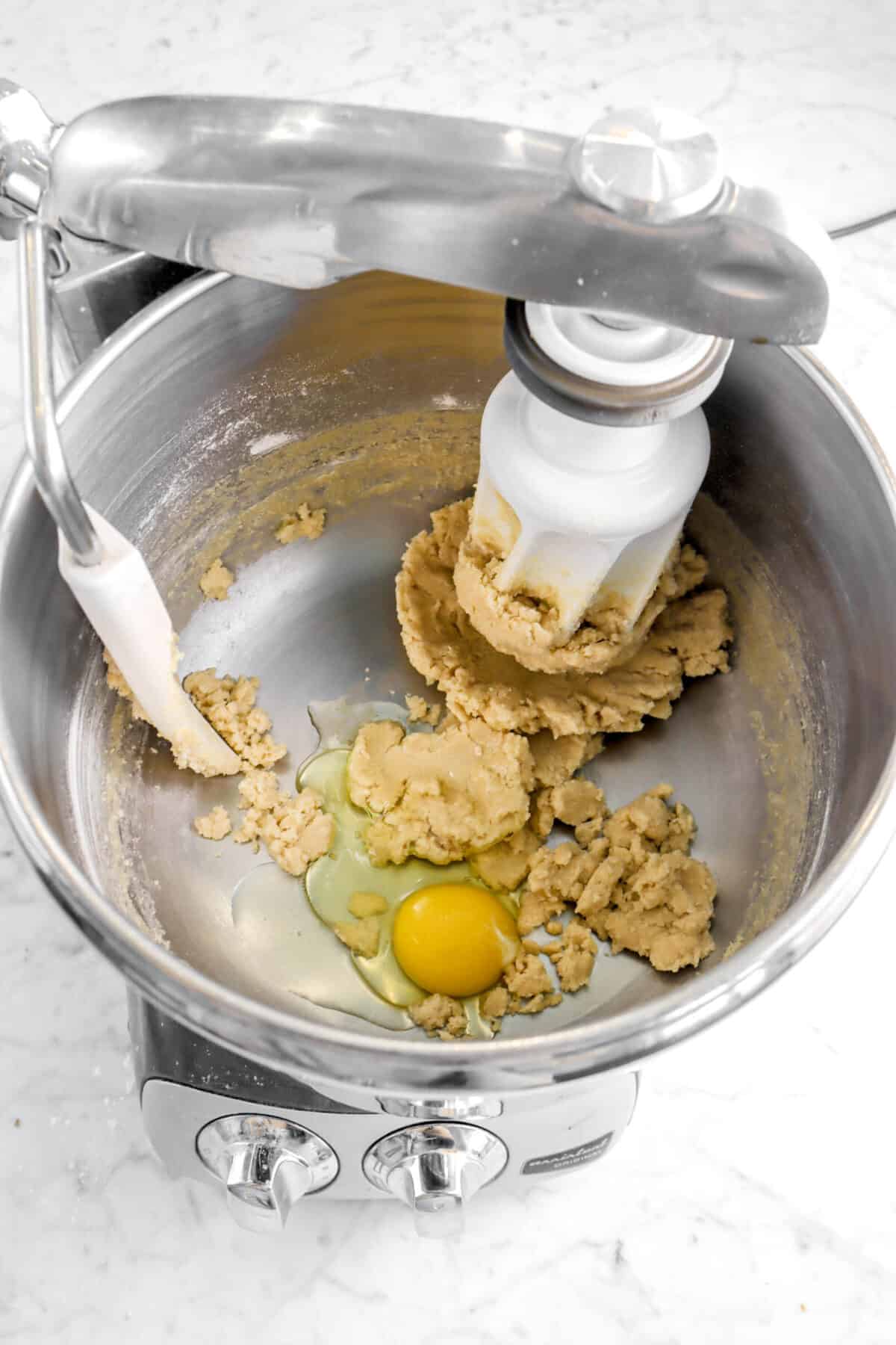 egg added to butter mixture
