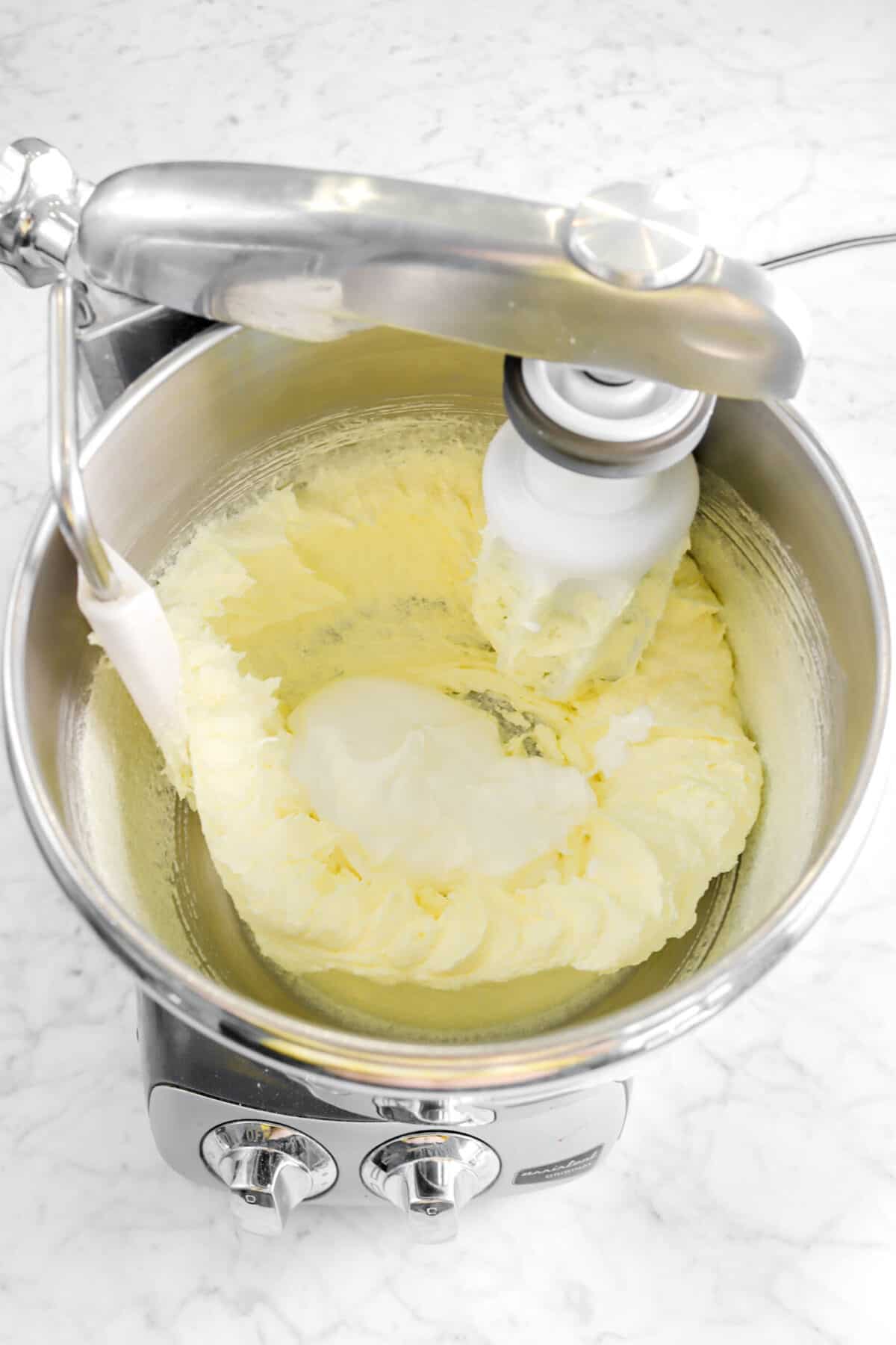 sour cream added to butter mixture