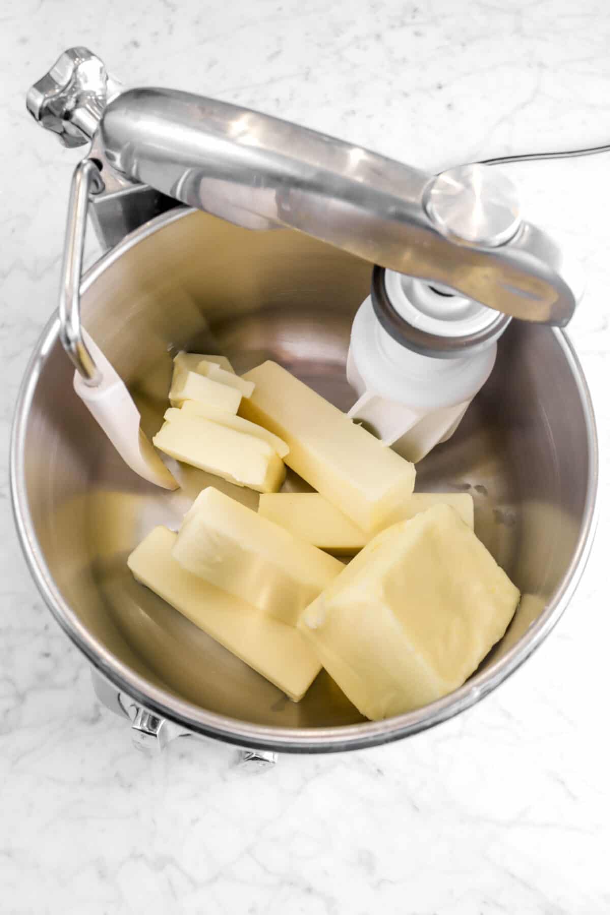 butter in mixer bowl
