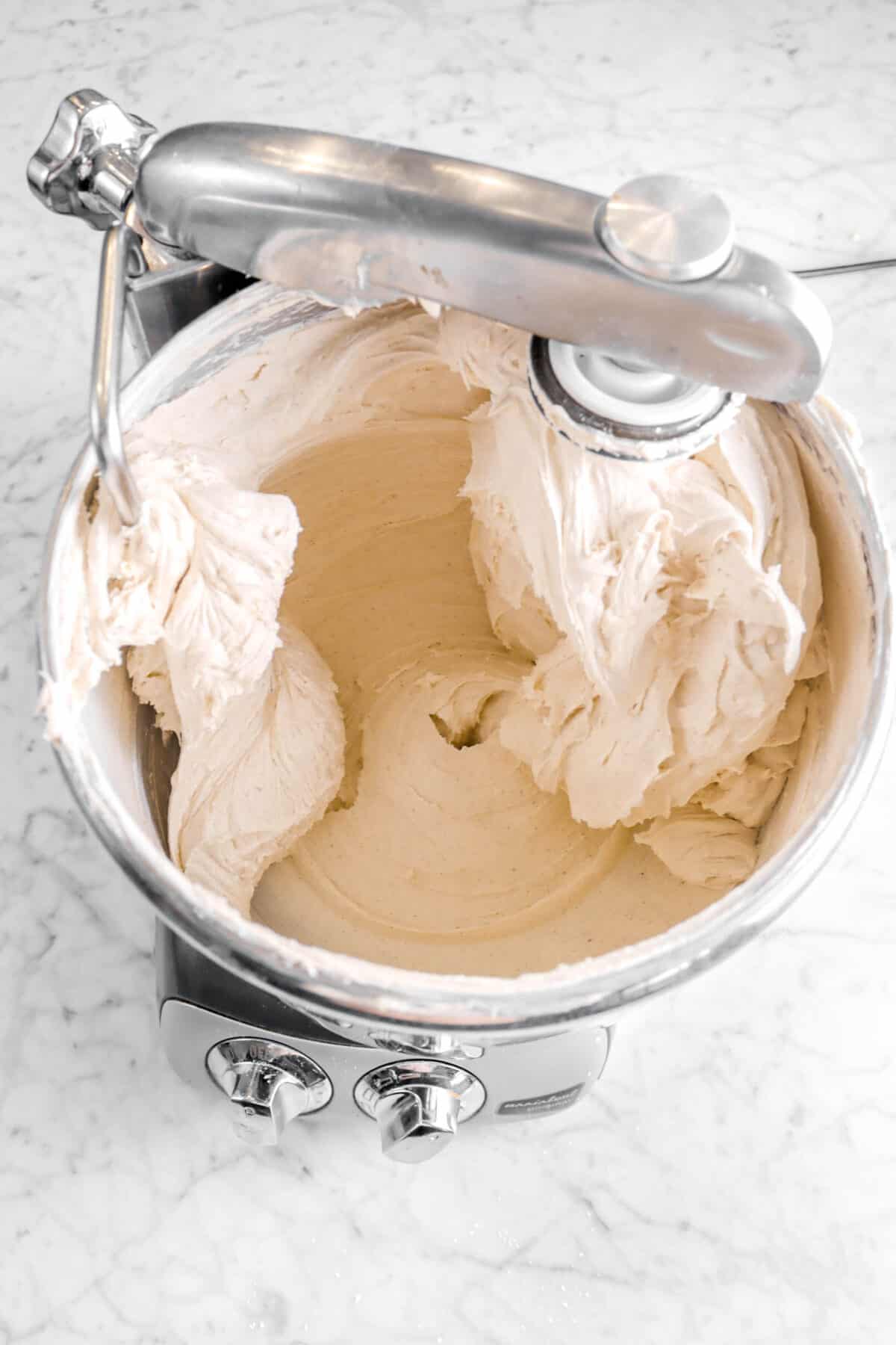 gingerbread spiced frosting in mixer