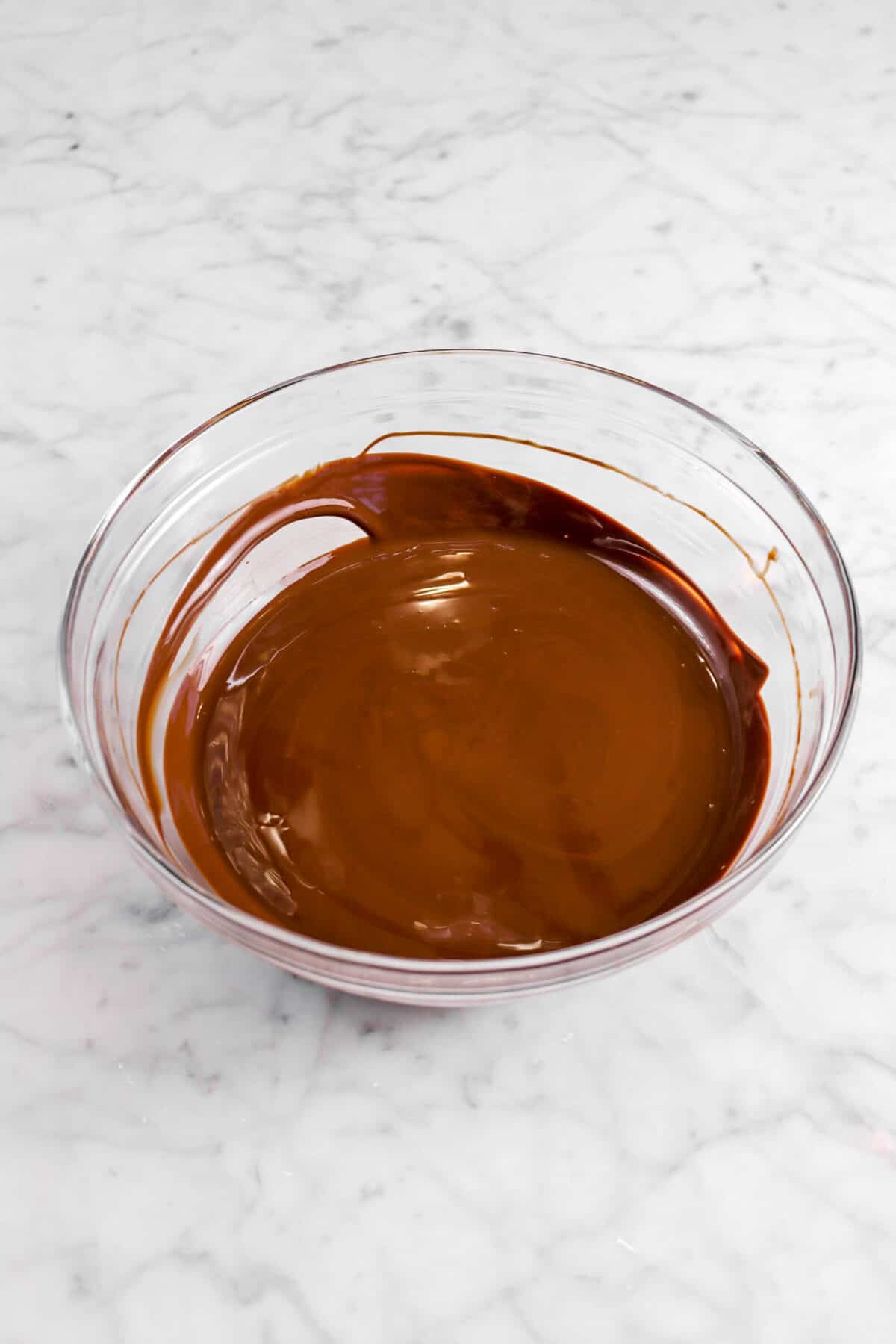 melted chocolate in a glass bowl