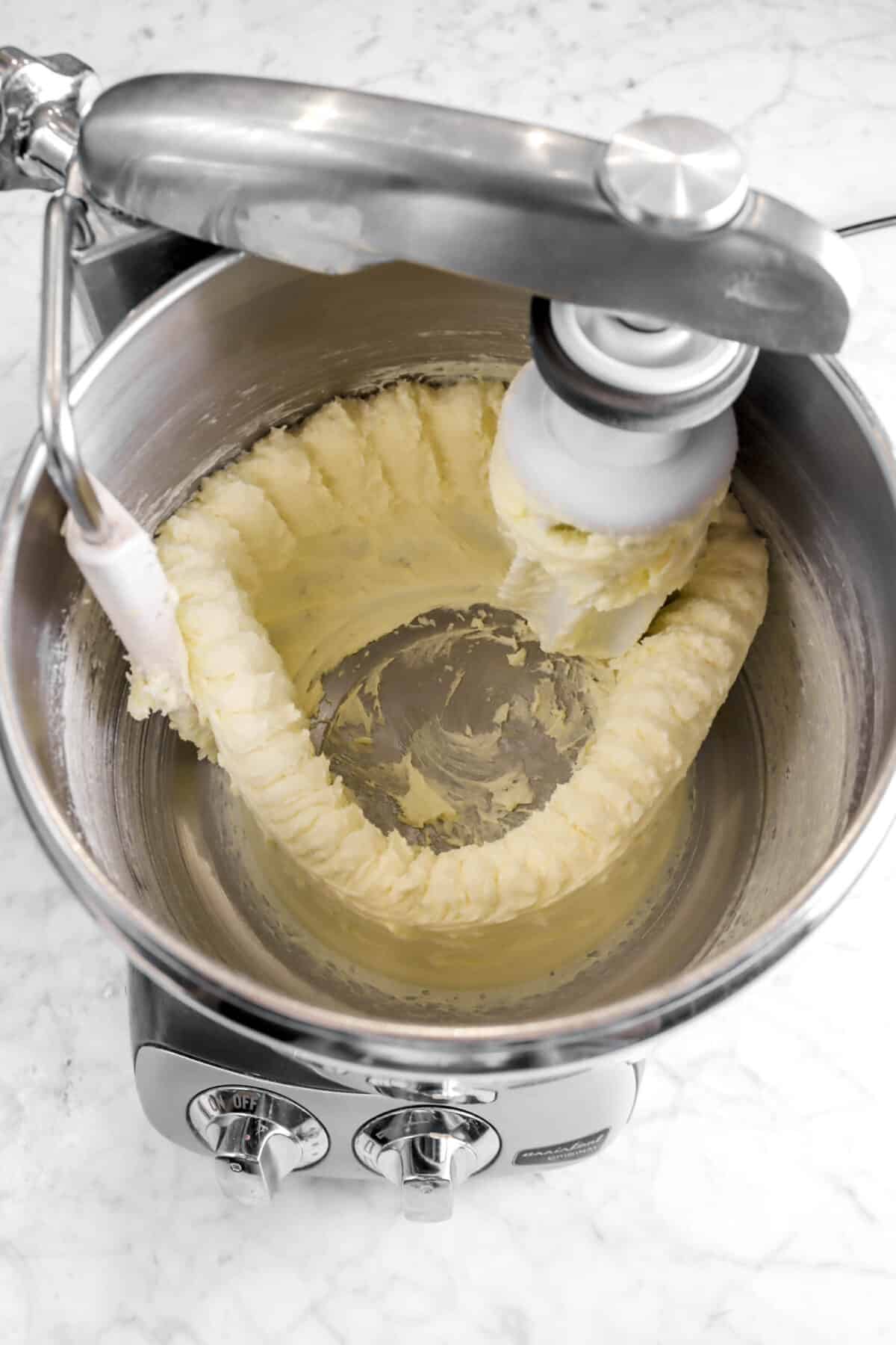 flour stirred into butter mixture