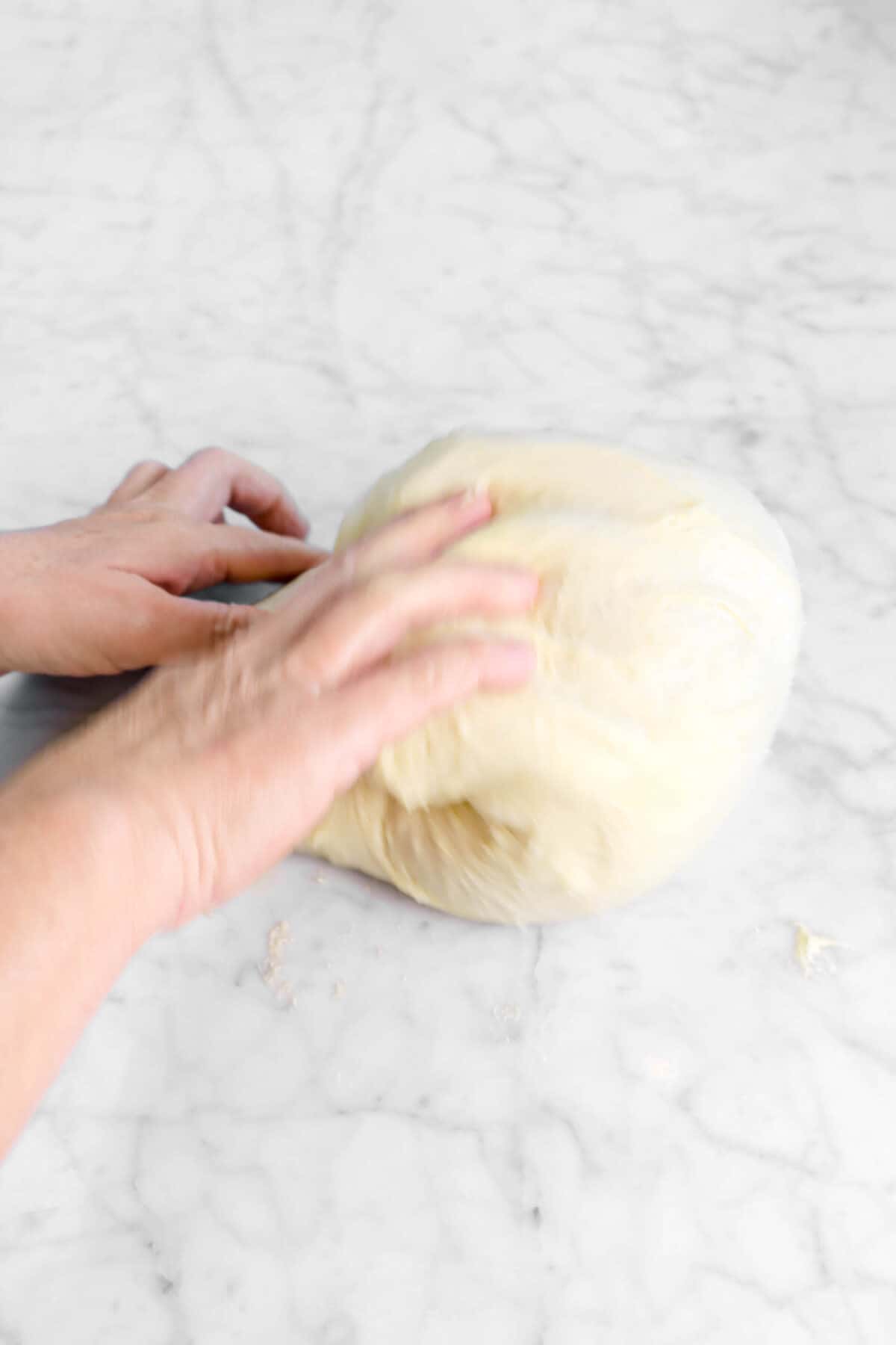 dough being folded to the left