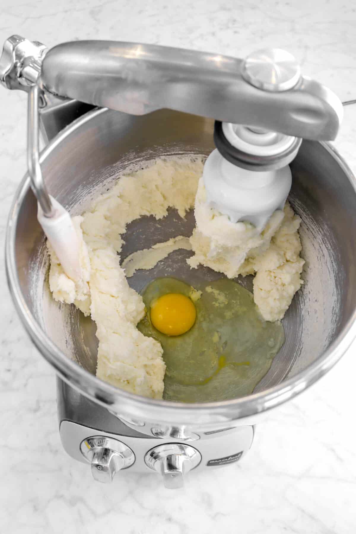 egg added to butter mixture