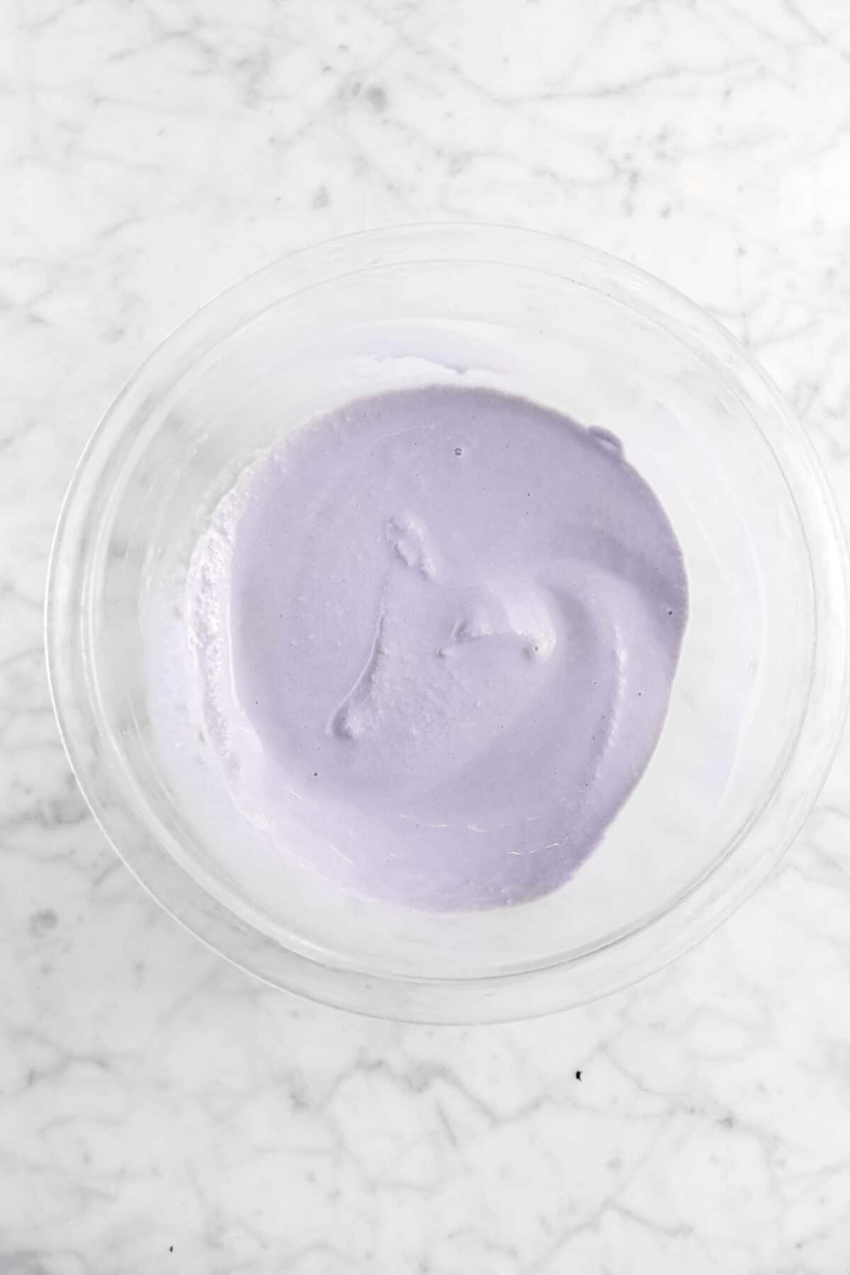 purple ice cream in a glass bowl