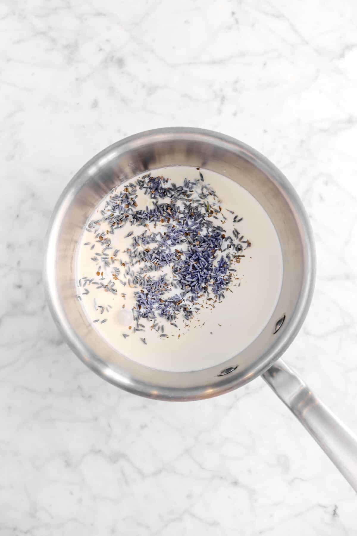 milk and dried lavender in small pot