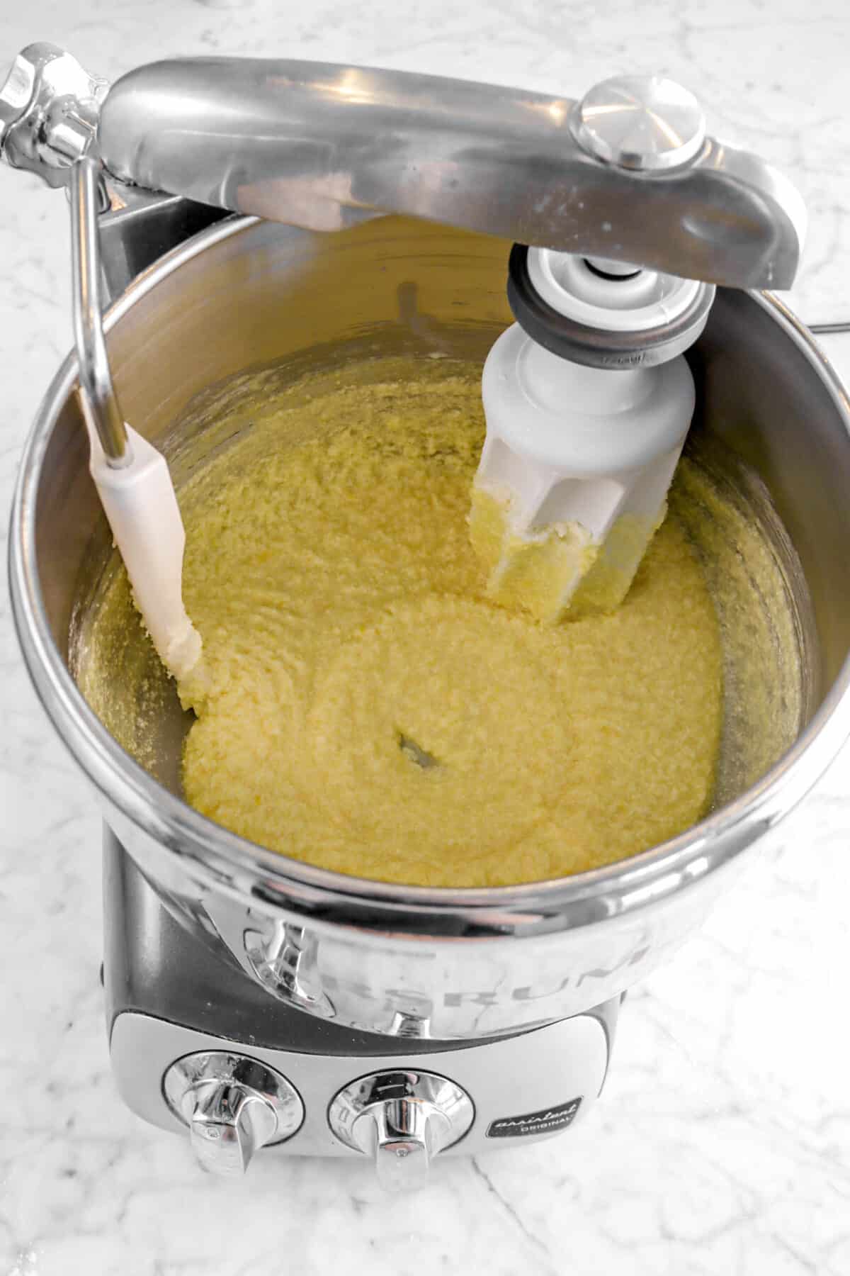 milk stirred into butter mixture