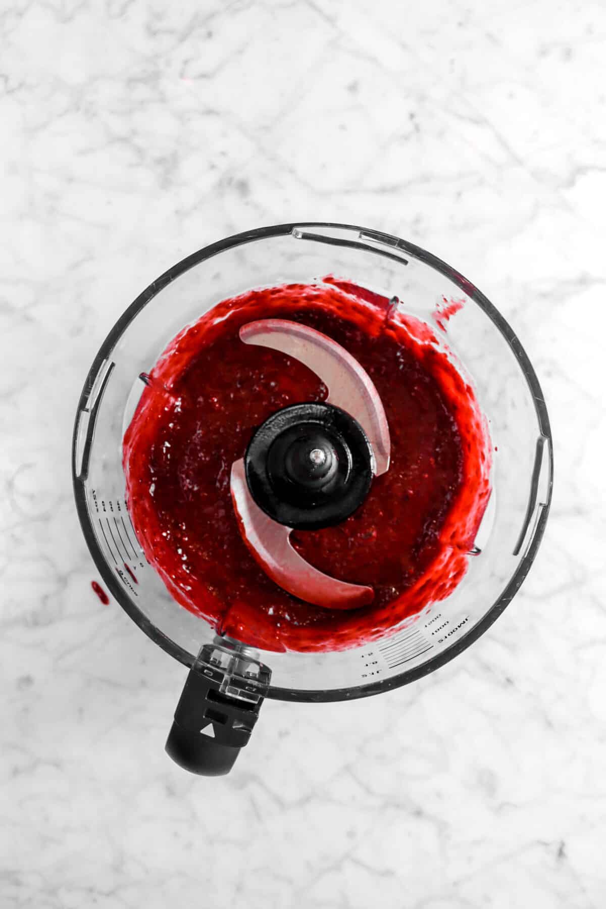 blended blackberry jam in food processor