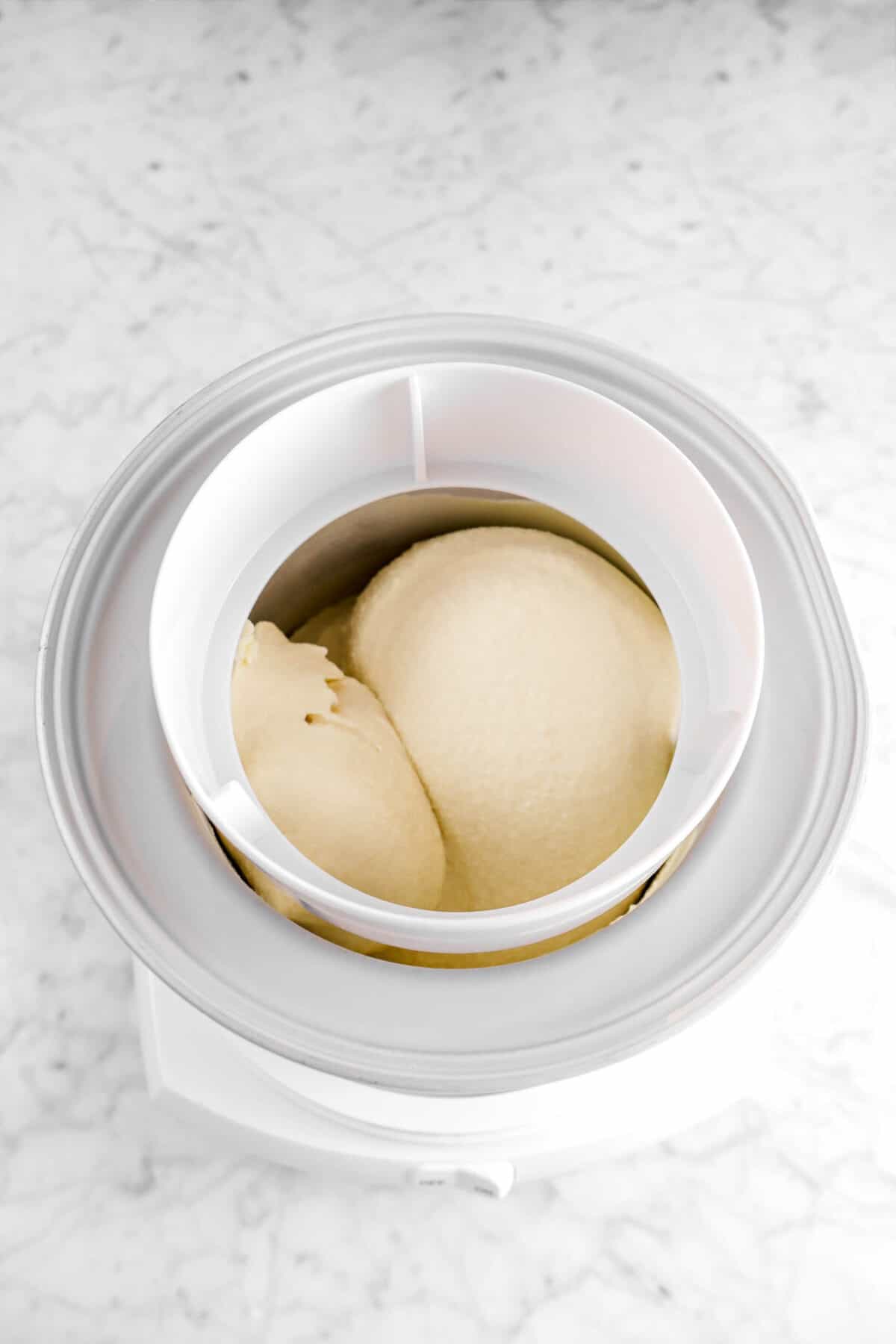 Irish cream ice cream in white ice cream machine