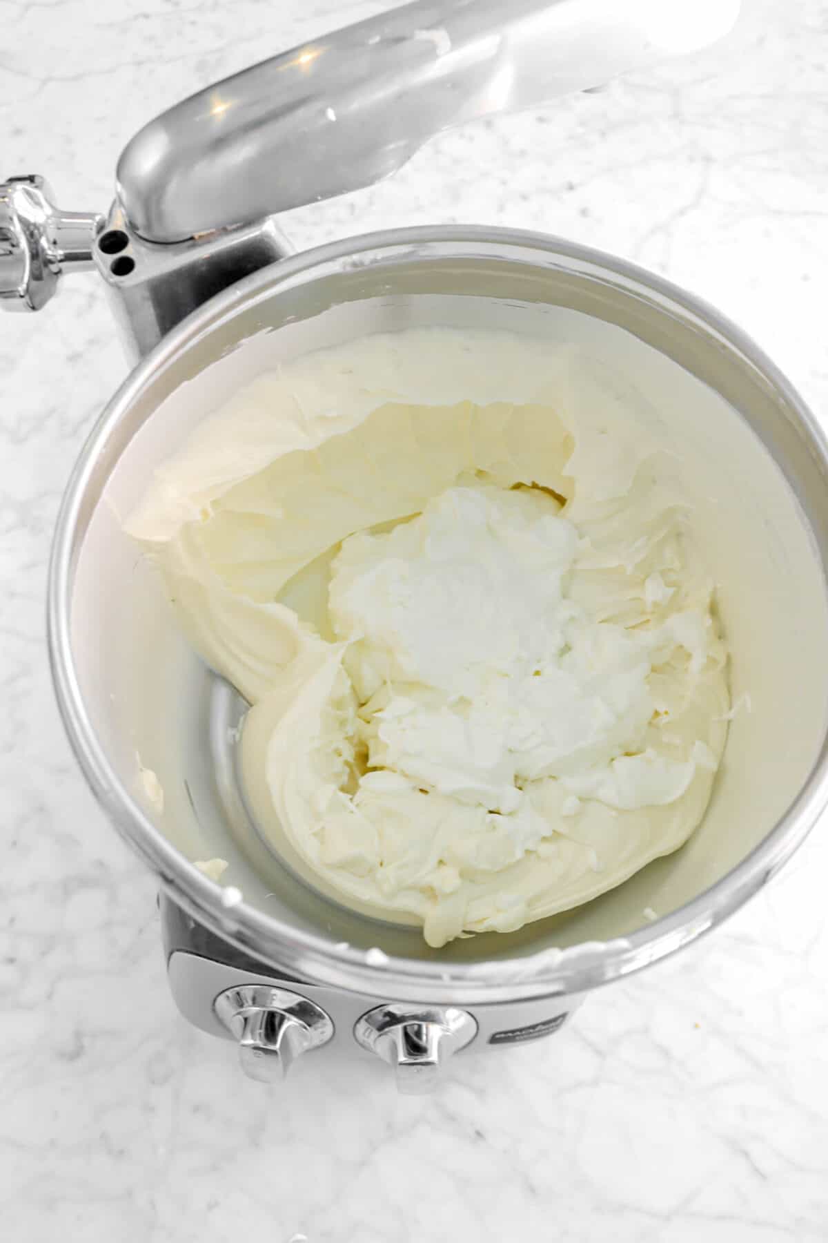 whipped cream added to cream cheese mixture