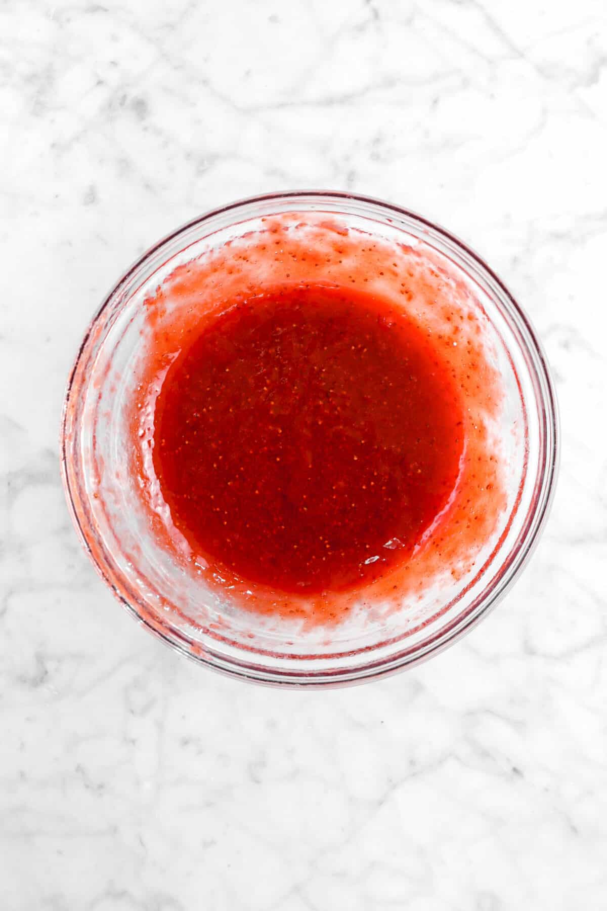 strawberry jam in glass bowl