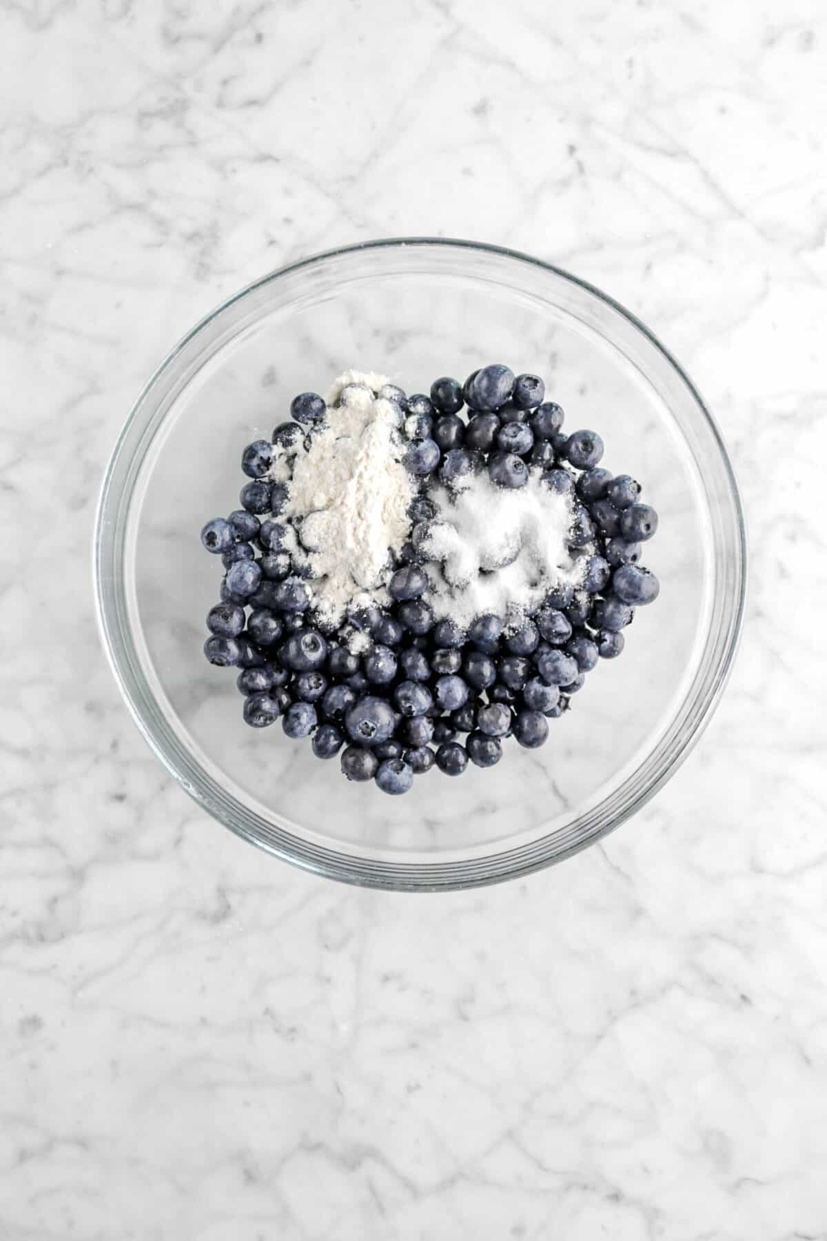 blueberries, salt, and flour in a glass bowl