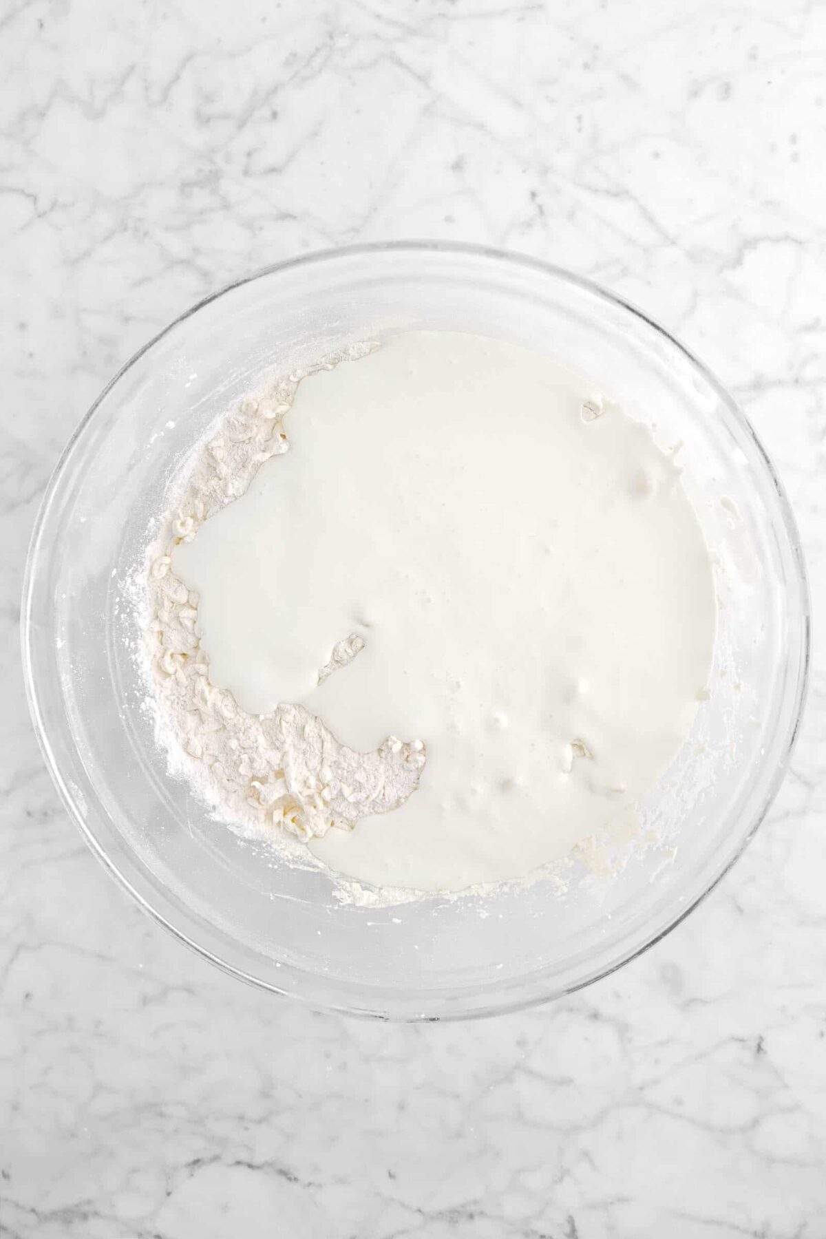 buttermilk mixture added to flour mixture