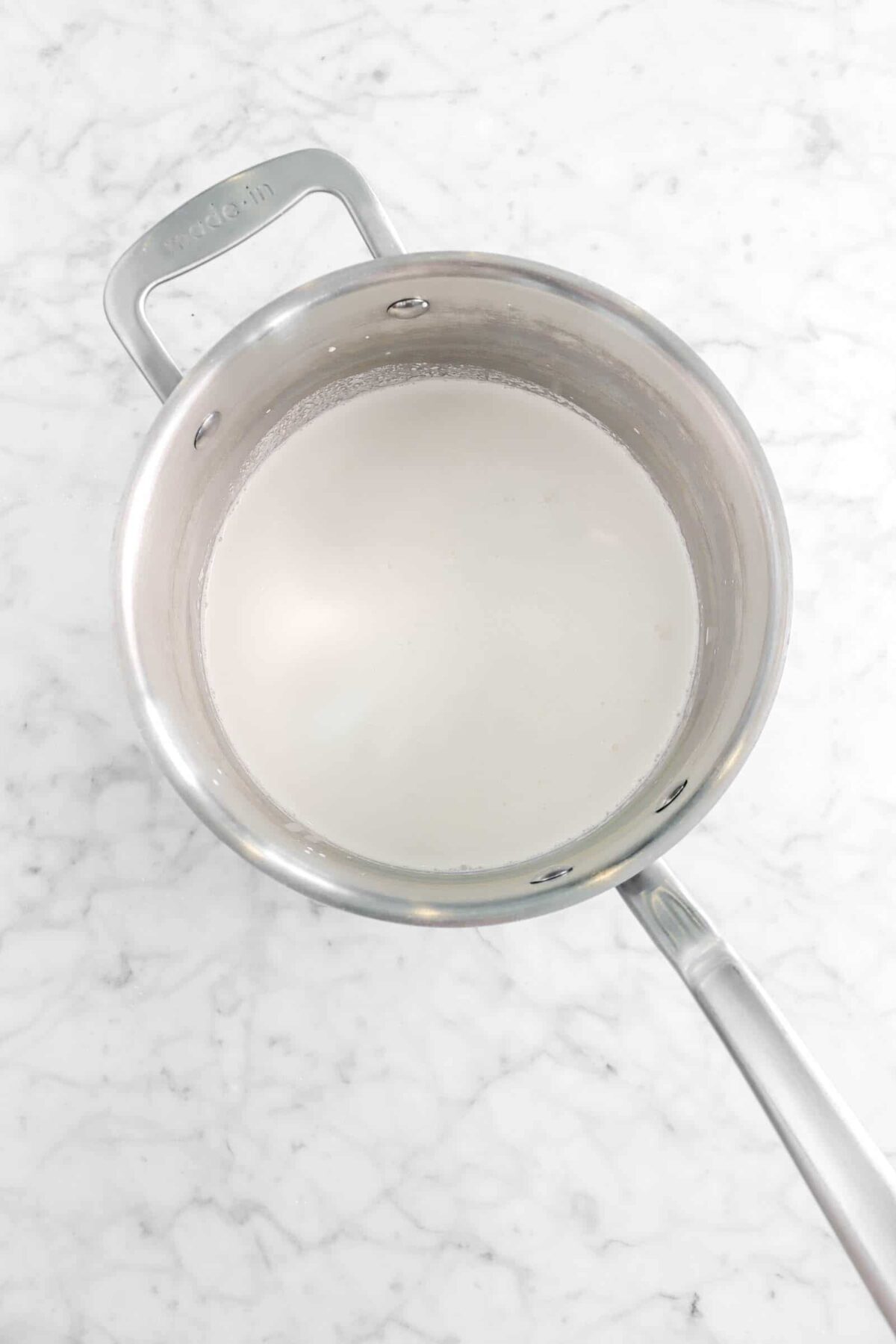 milk and heavy cream in a small pot