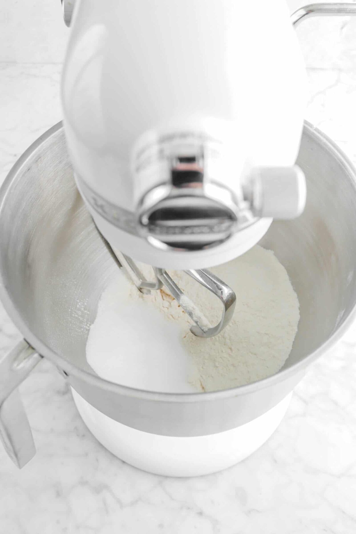 flour and sugar in a mixer